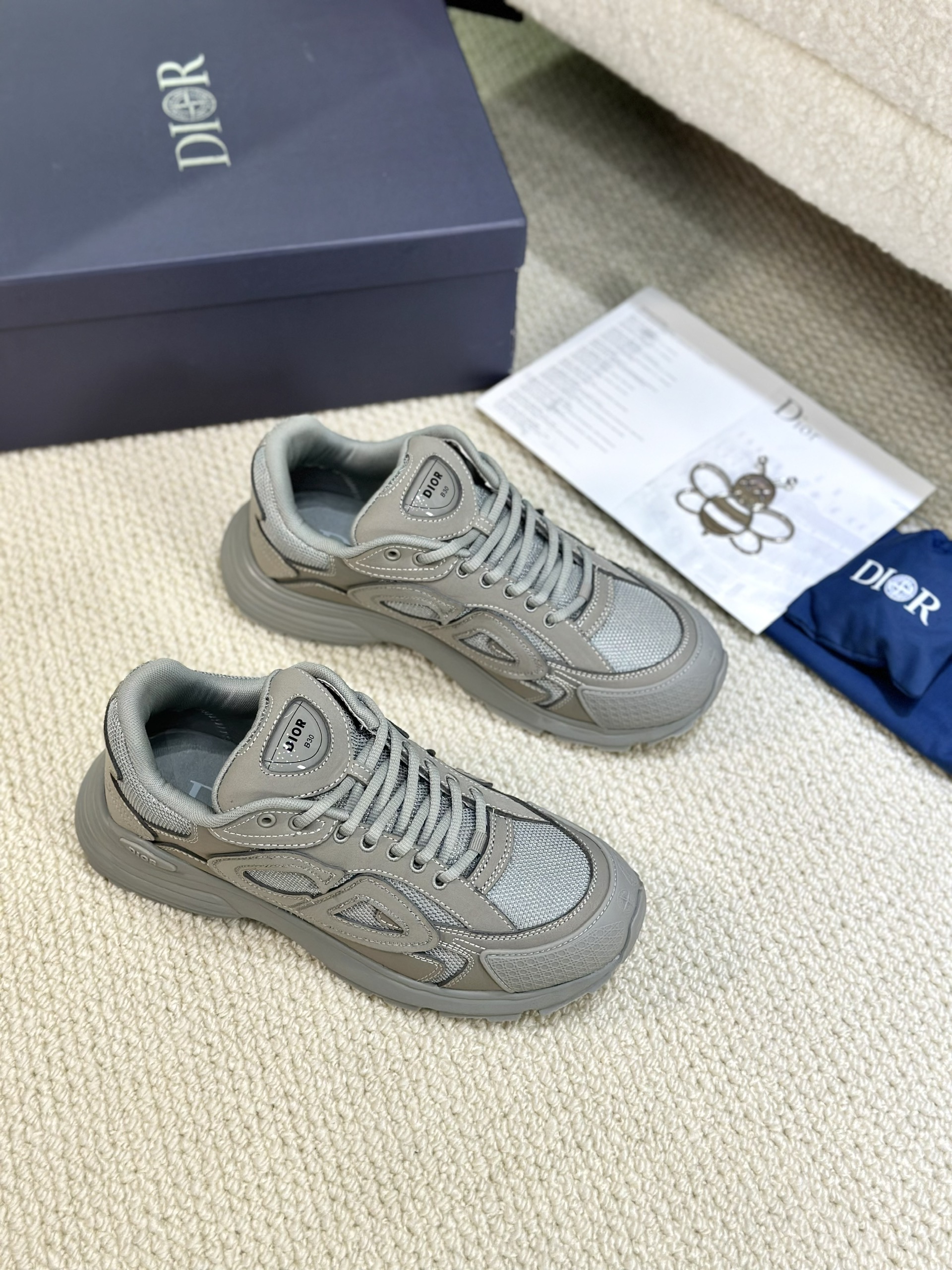 Giày sneaker Dior CD Xám logo thêu nổi Like Auth Fullbox Phụ Kiện VTN