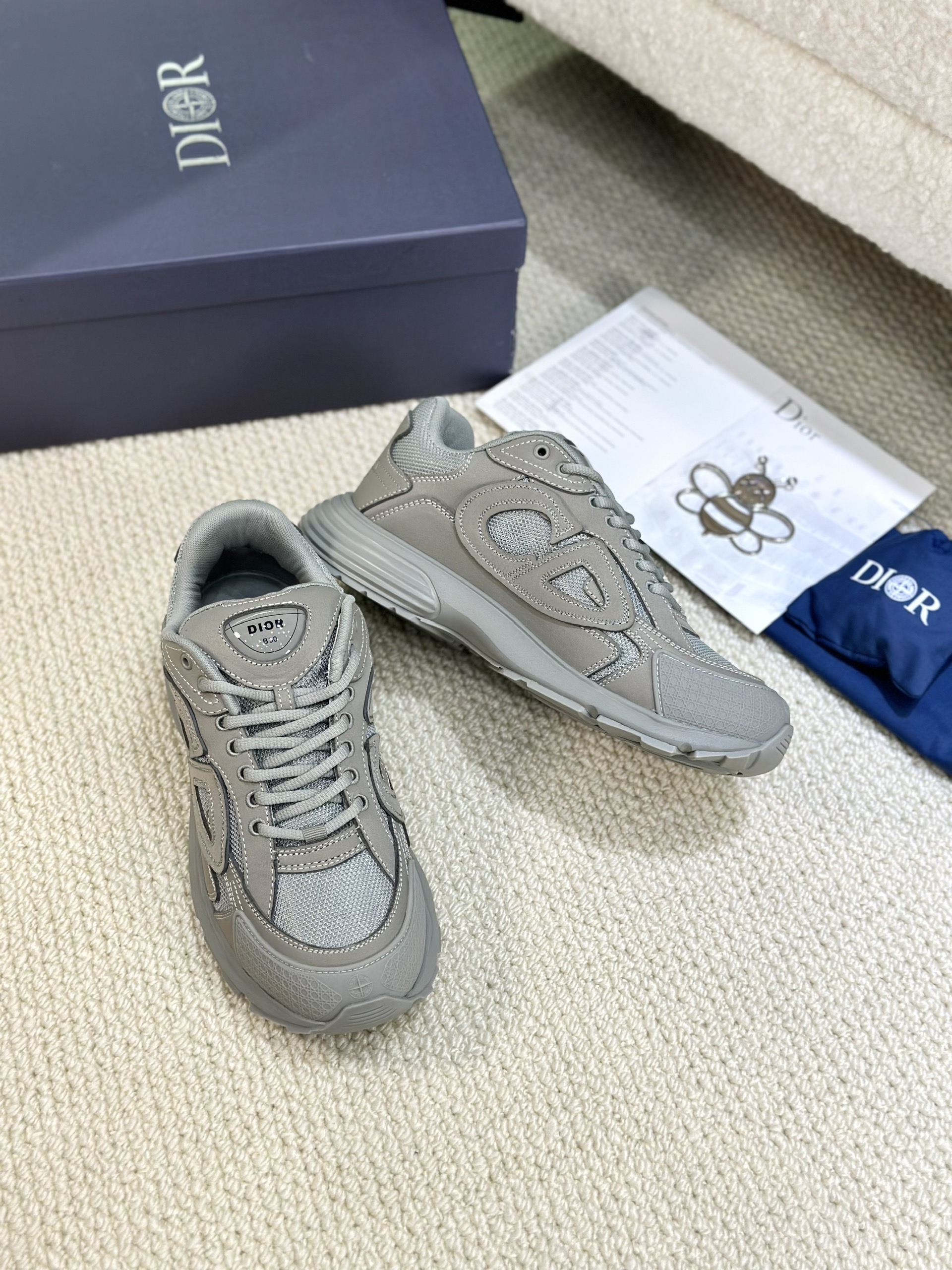 Giày sneaker Dior CD Xám logo thêu nổi Like Auth Fullbox Phụ Kiện VTN