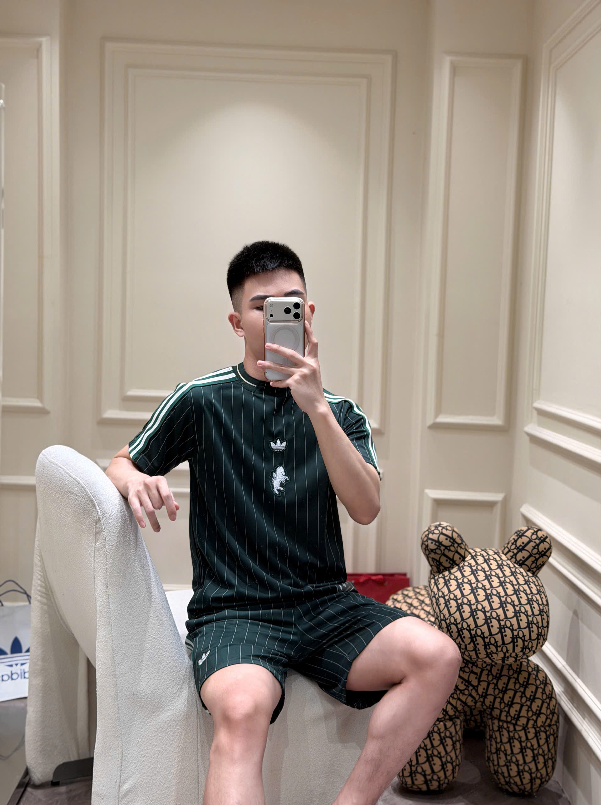 Set bộ hè thể thao Adidas kẻ sọc dọc logo thêu ngực tag ngựa Like Auth S-XL NV