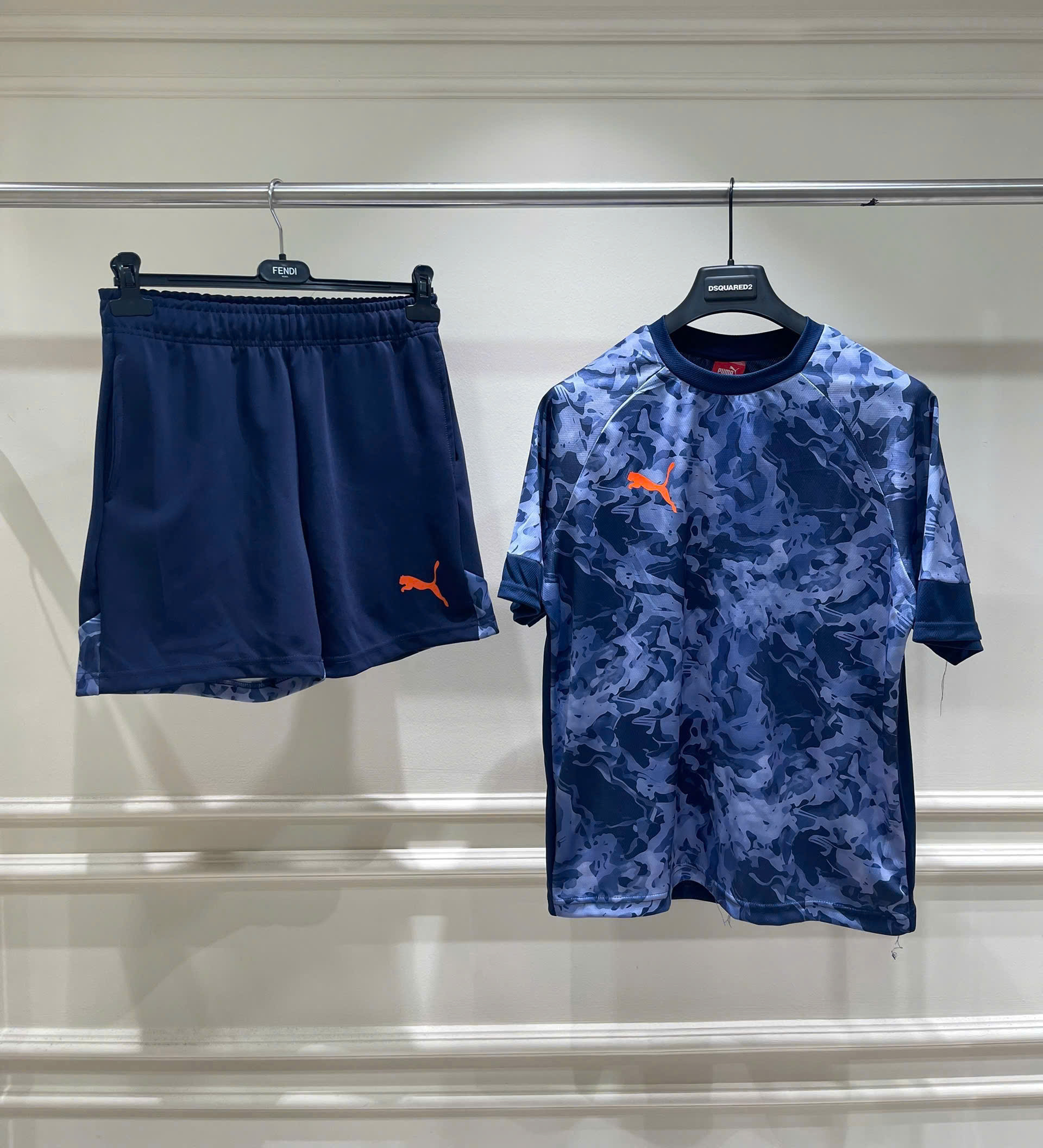 Set bộ thể thao hè Puma Xanh dằn di logo thêu ngực Like Auth S-XL MK