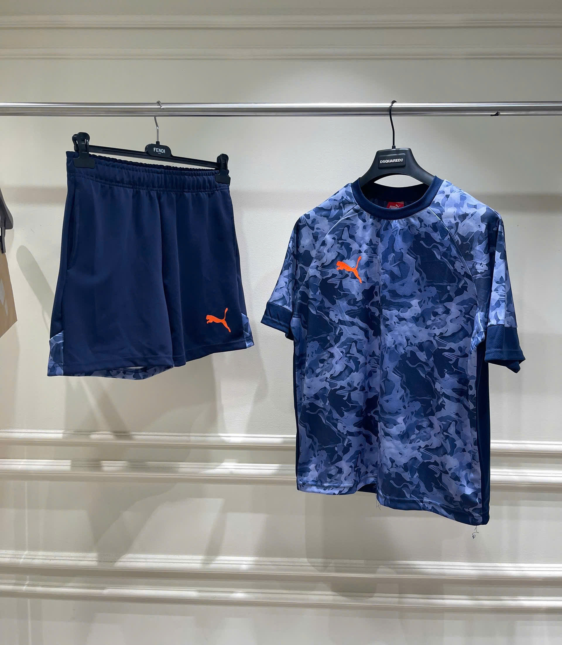 Set bộ thể thao hè Puma Xanh dằn di logo thêu ngực Like Auth S-XL MK