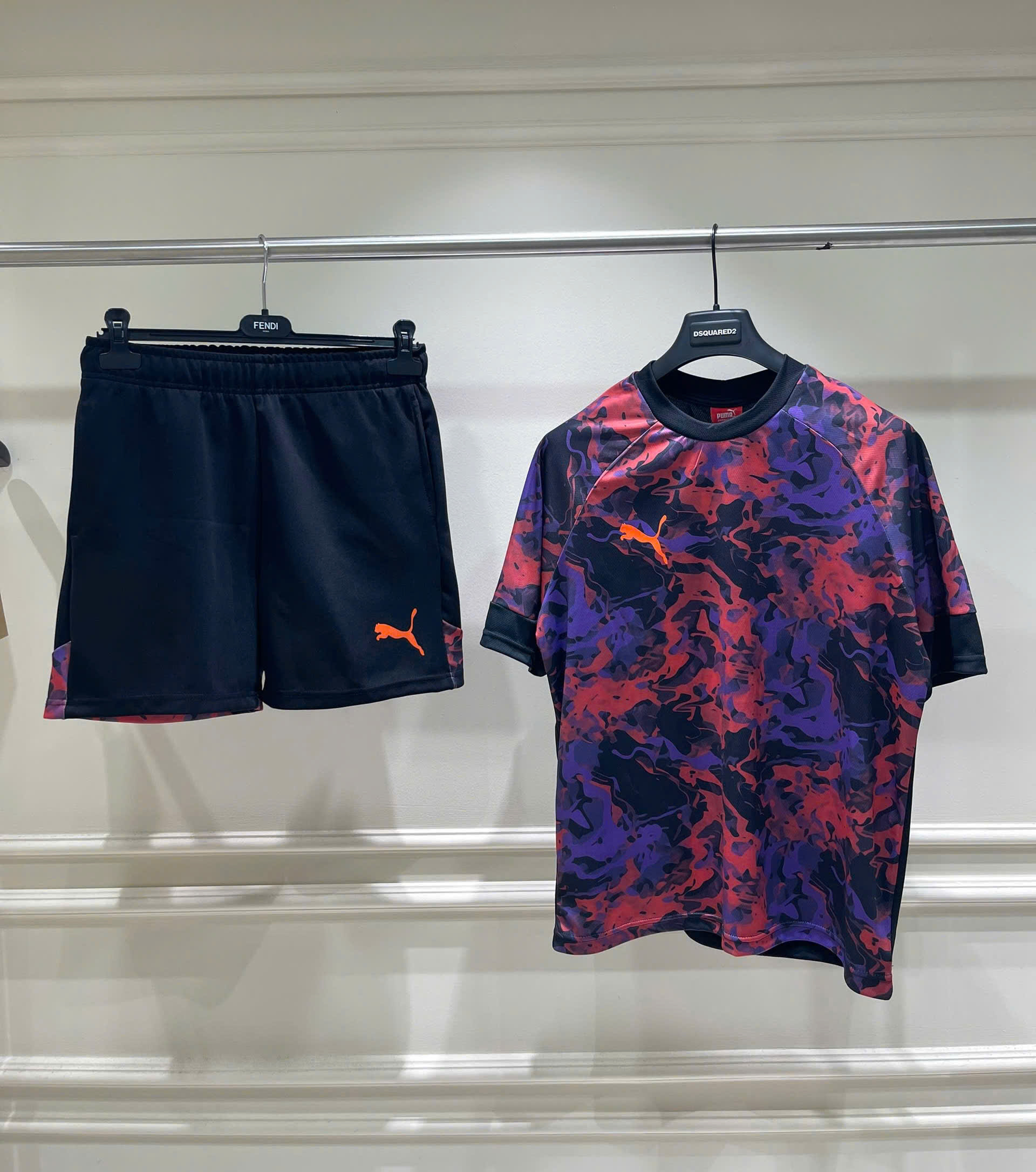 Set bộ thể thao hè Puma Xanh dằn di logo thêu ngực Like Auth S-XL MK