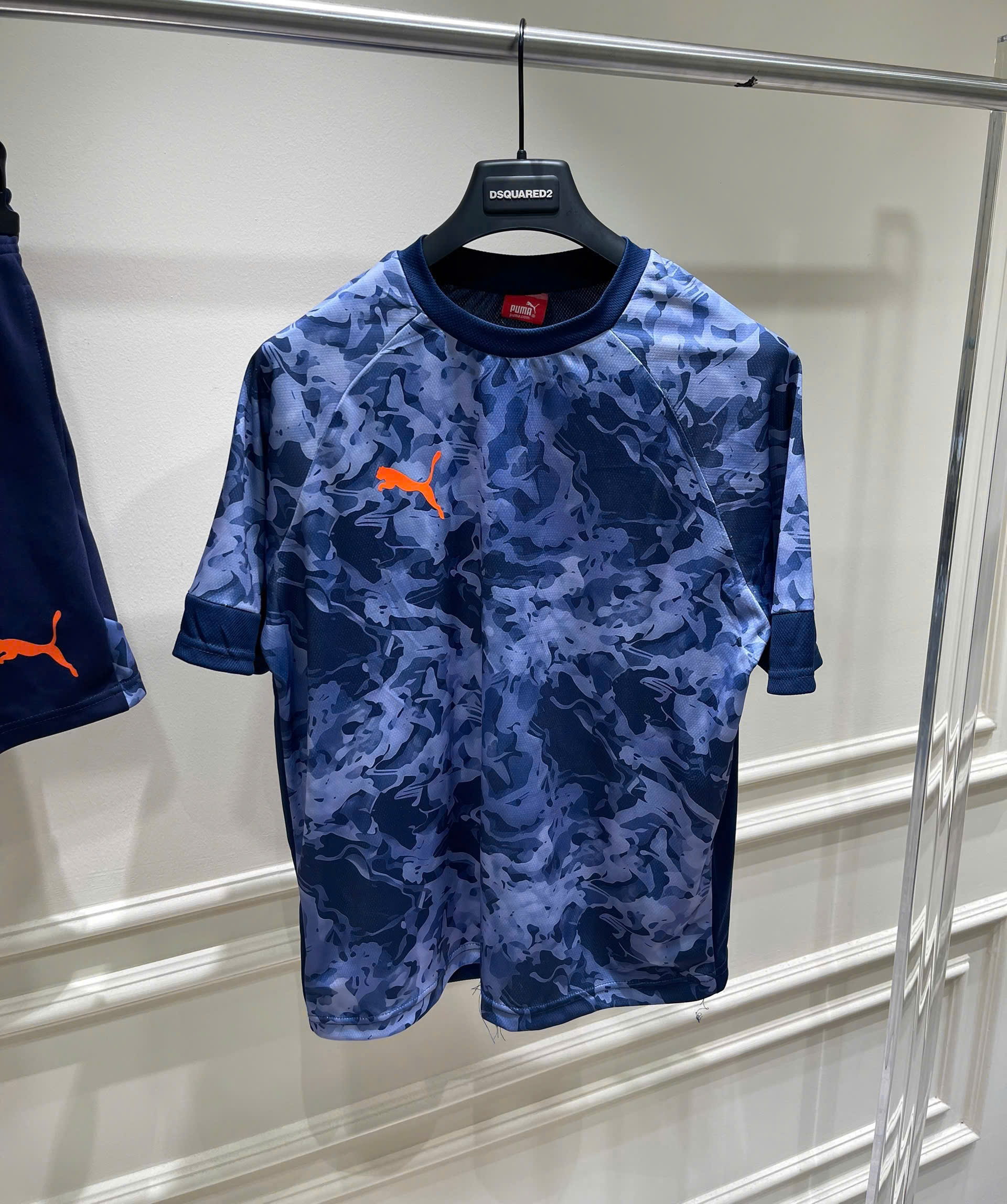 Set bộ thể thao hè Puma Xanh dằn di logo thêu ngực Like Auth S-XL MK