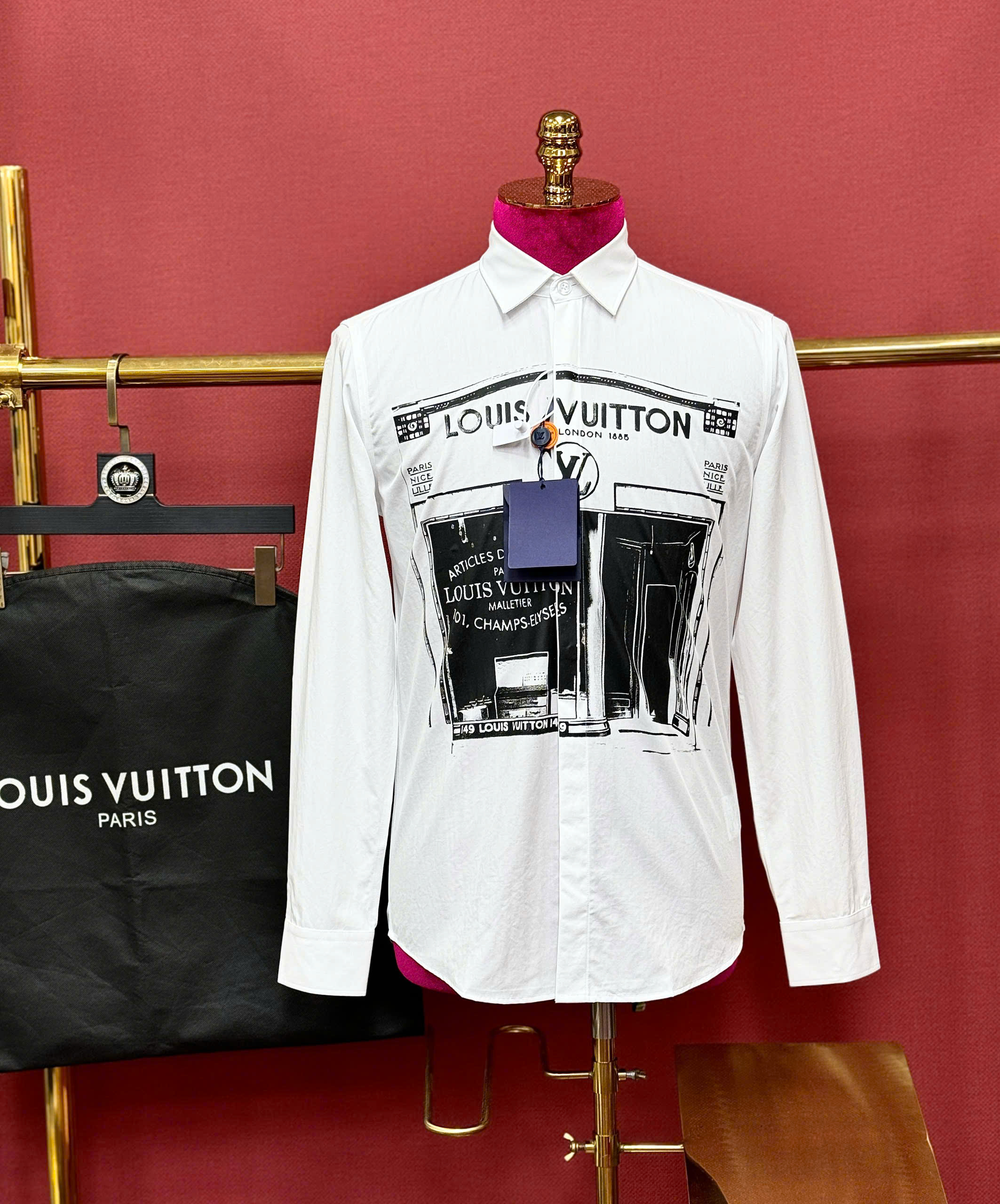 Áo sơ mi Louis Vuitton LV họa tiết London 1885 Store Like Auth 44-50 CD