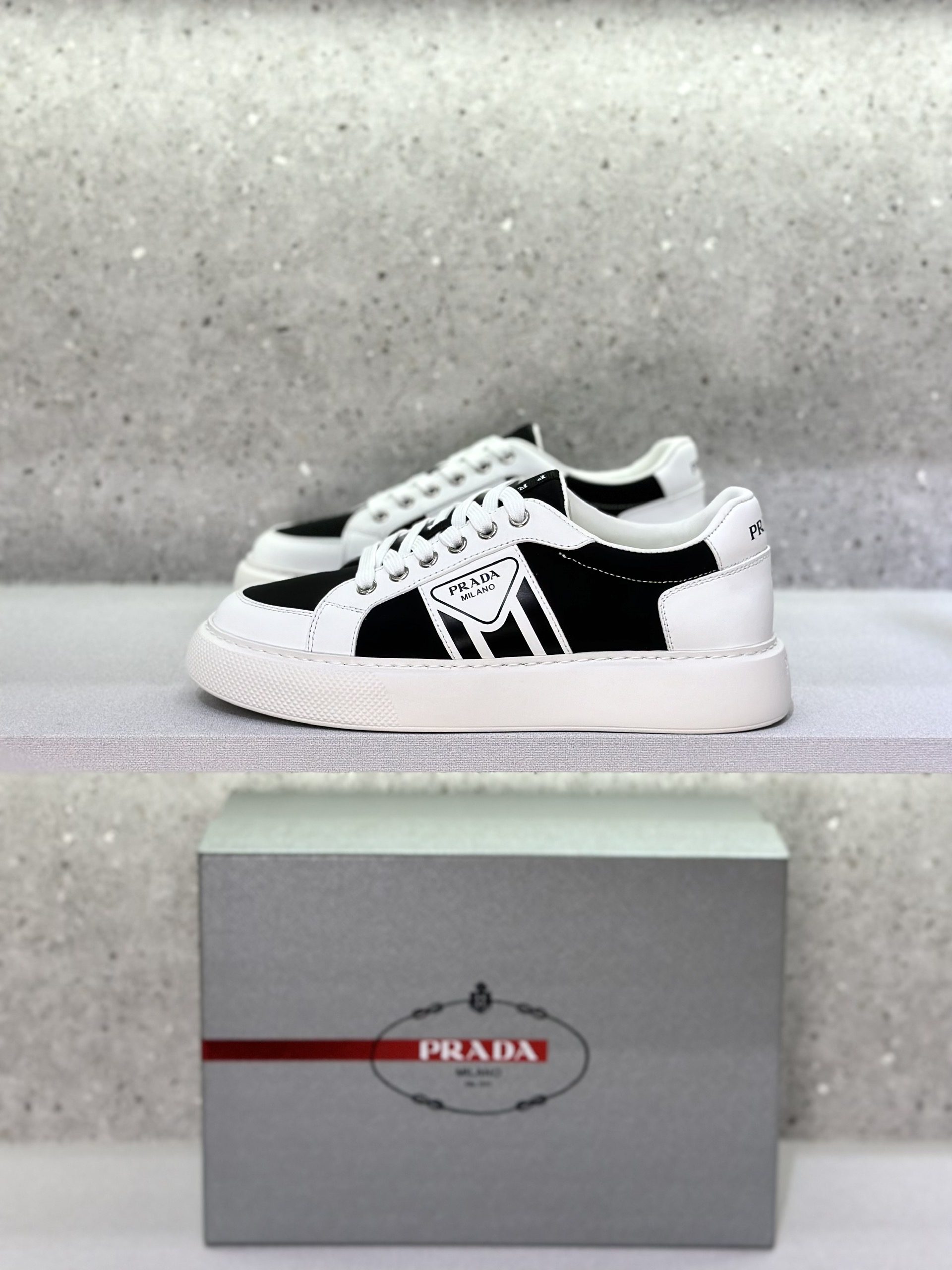 Giày sneaker Prada P Milano Trắng phối Đen Like Auth Fullbox Phụ Kiện VTN
