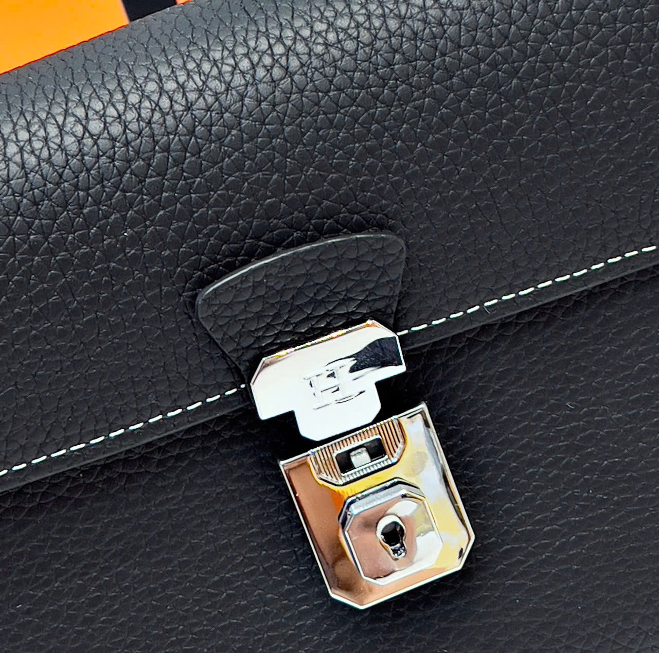 Túi Clutch cầm tay Hermes HM Đen trơn check khóa cài size 28x18x3cm Like Auth Fullbox phụ kiện DDT