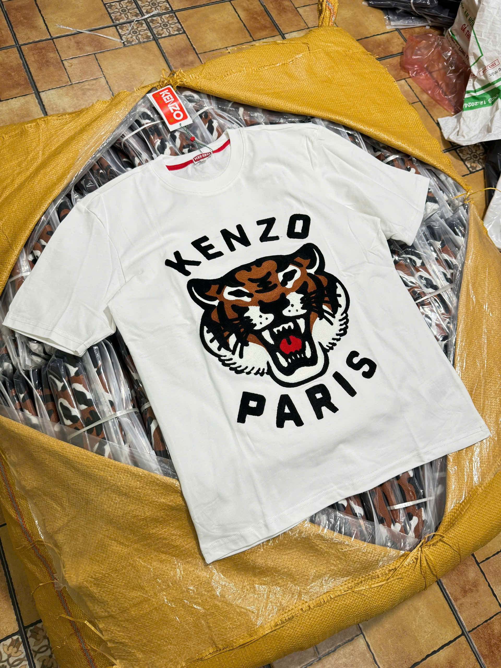 Áo phông T shirt Kenzo logo thêu mặt Hổ Like Auth XS-L NV\Trắng