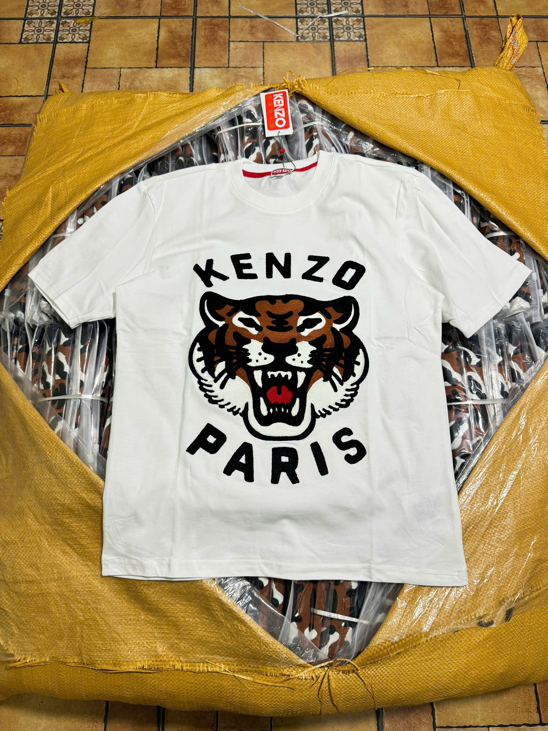 Áo phông T shirt Kenzo logo thêu mặt Hổ Like Auth XS-L NV\Trắng