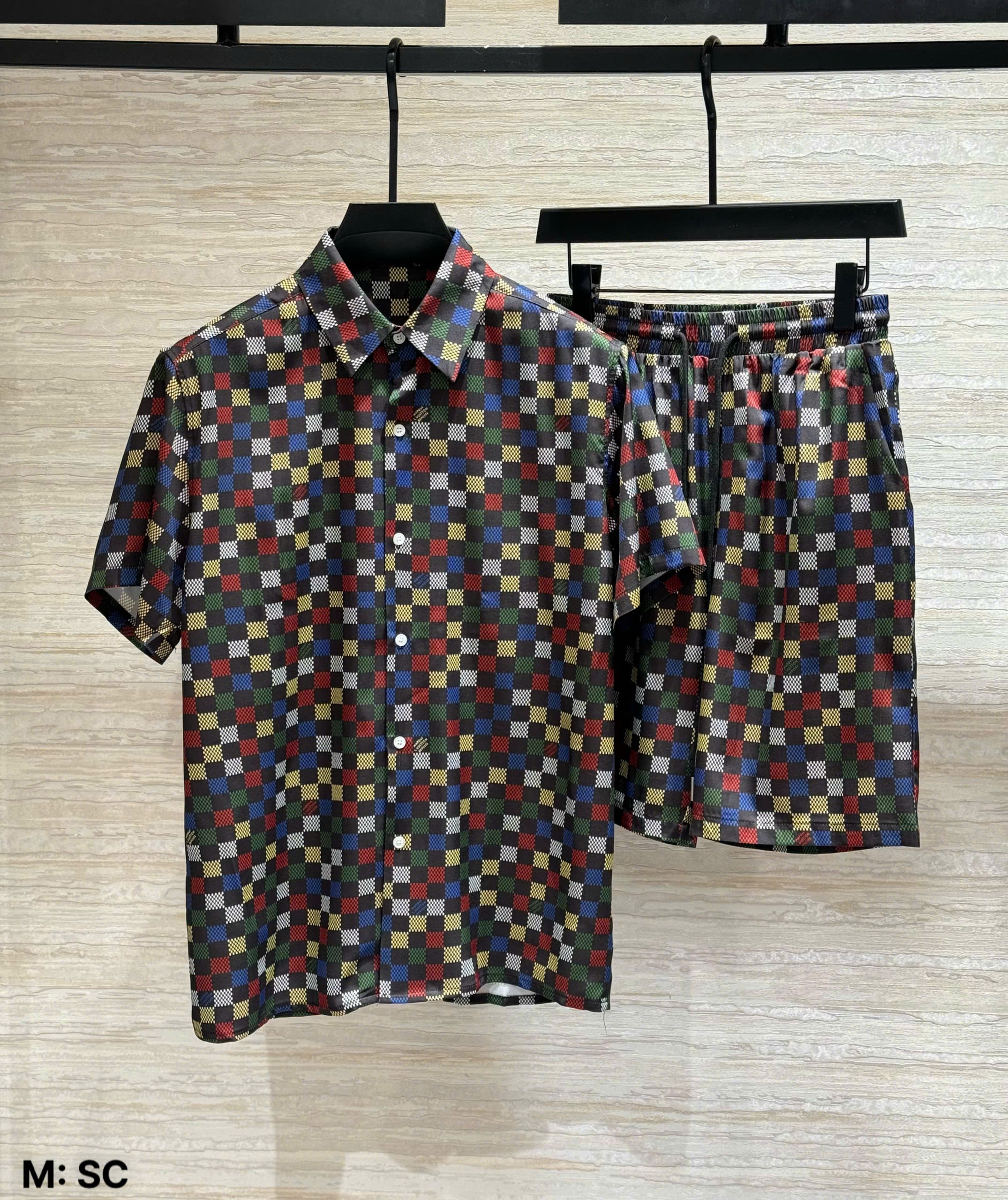 Set bộ lụa hè Louis Vuitton LV họa tiết Caro nhiều màu Like Auth M-XXL DDT