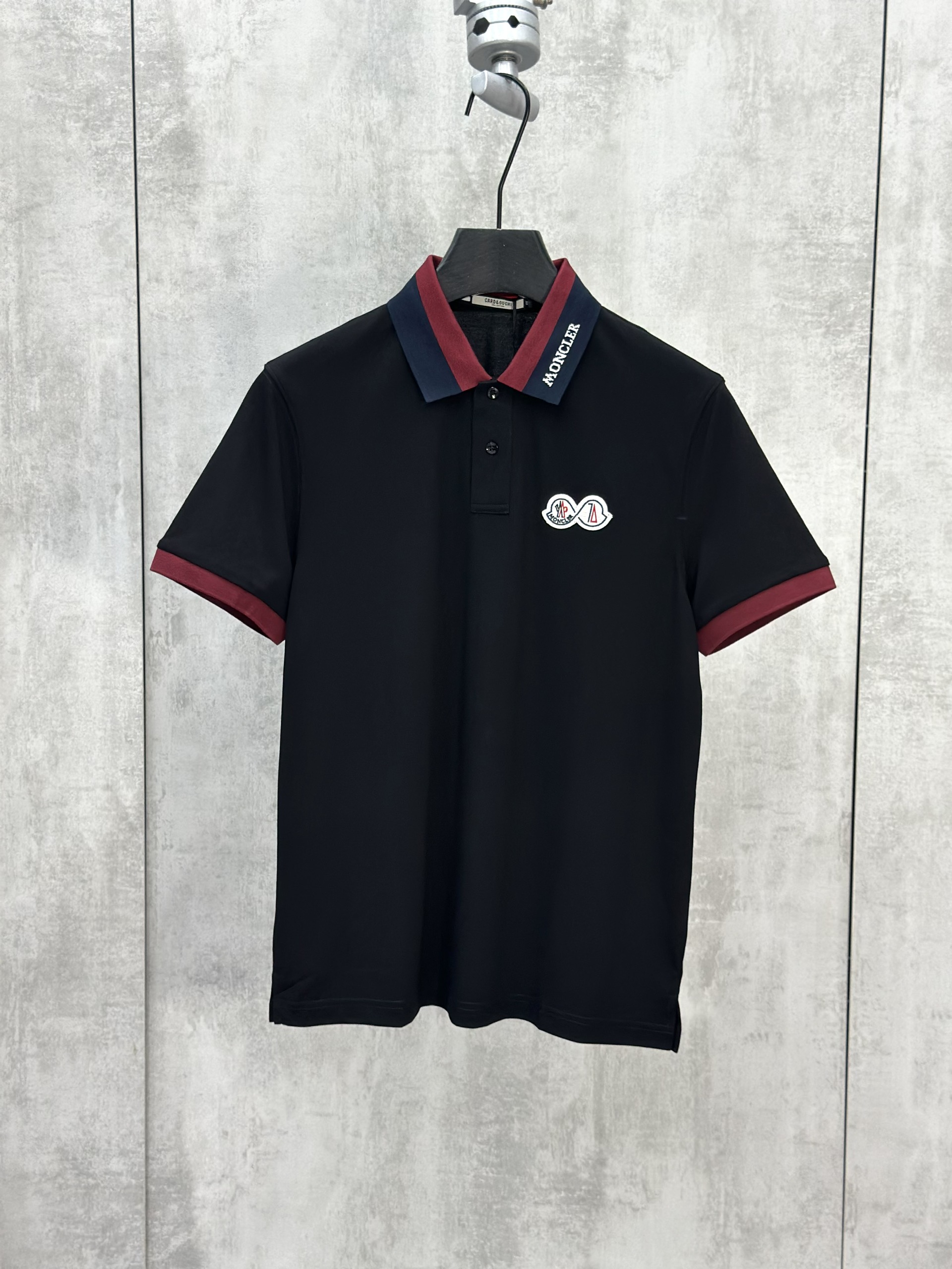 Áo polo Moncler kẻ sọc tay cổ Xanh Đỏ logo check cổ thêu ngực Like Auth 48-52 VTN
