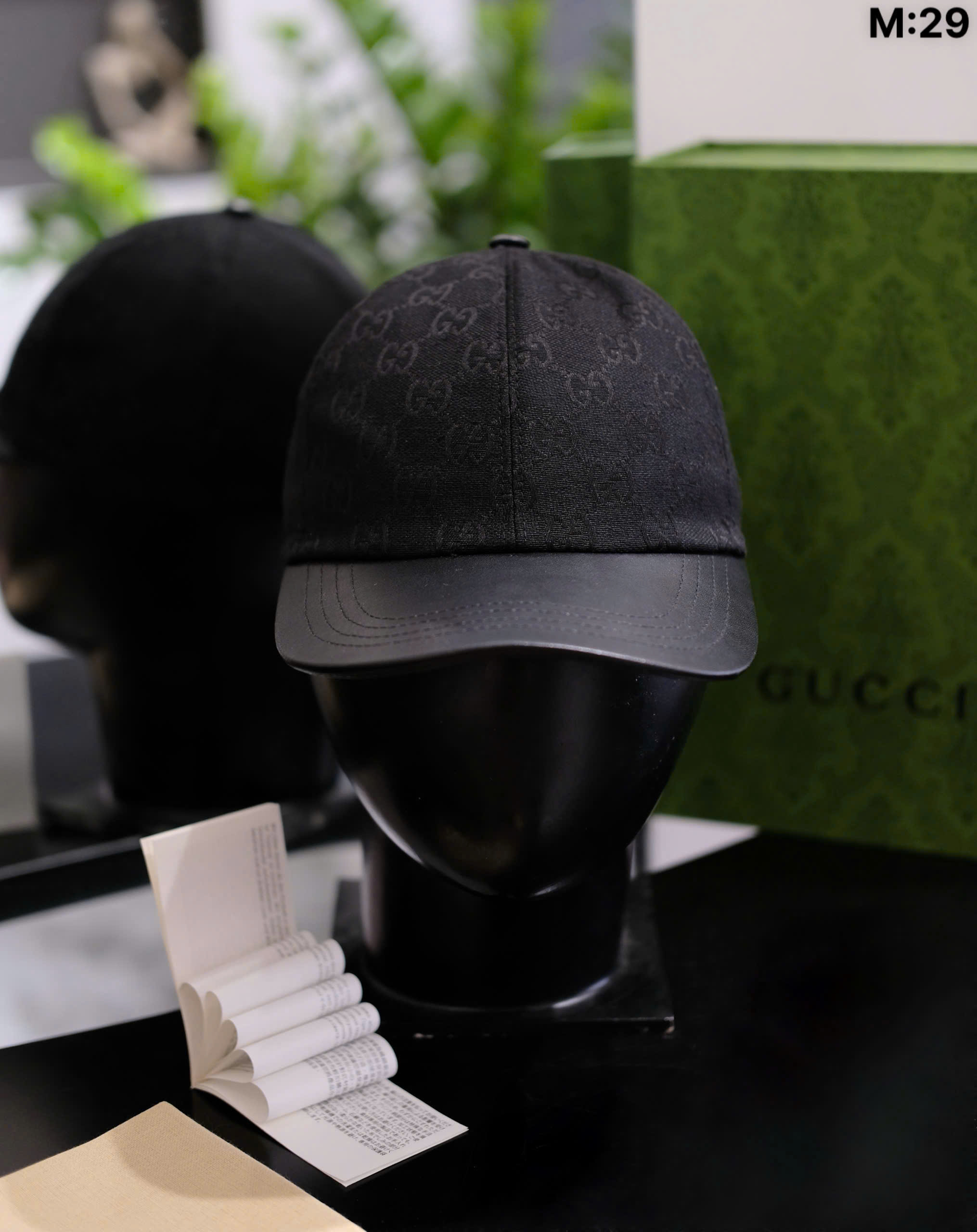 Mũ lưỡi trai nón kết Gucci GC Đen logo tag GG dập full lưỡi da Like Auth DDT