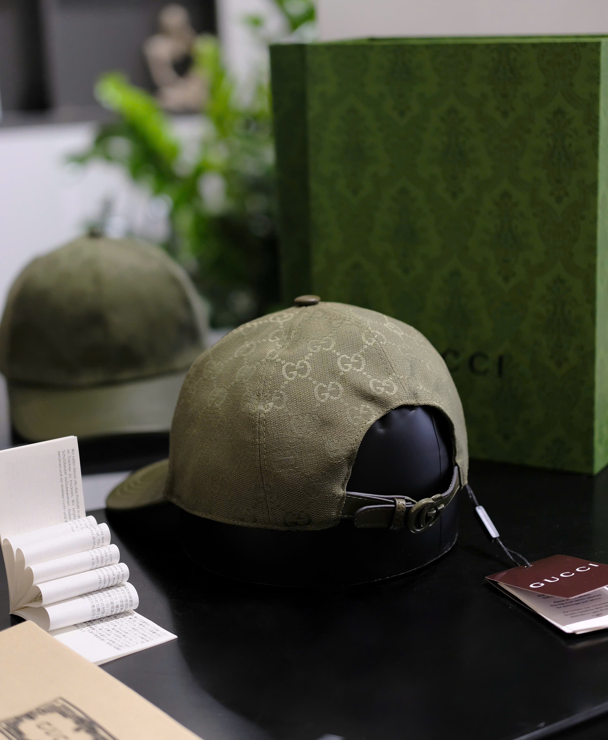 Mũ lưỡi trai nón kết Gucci GC Nâu logo tag GG dập full lưỡi da Like Auth DDT