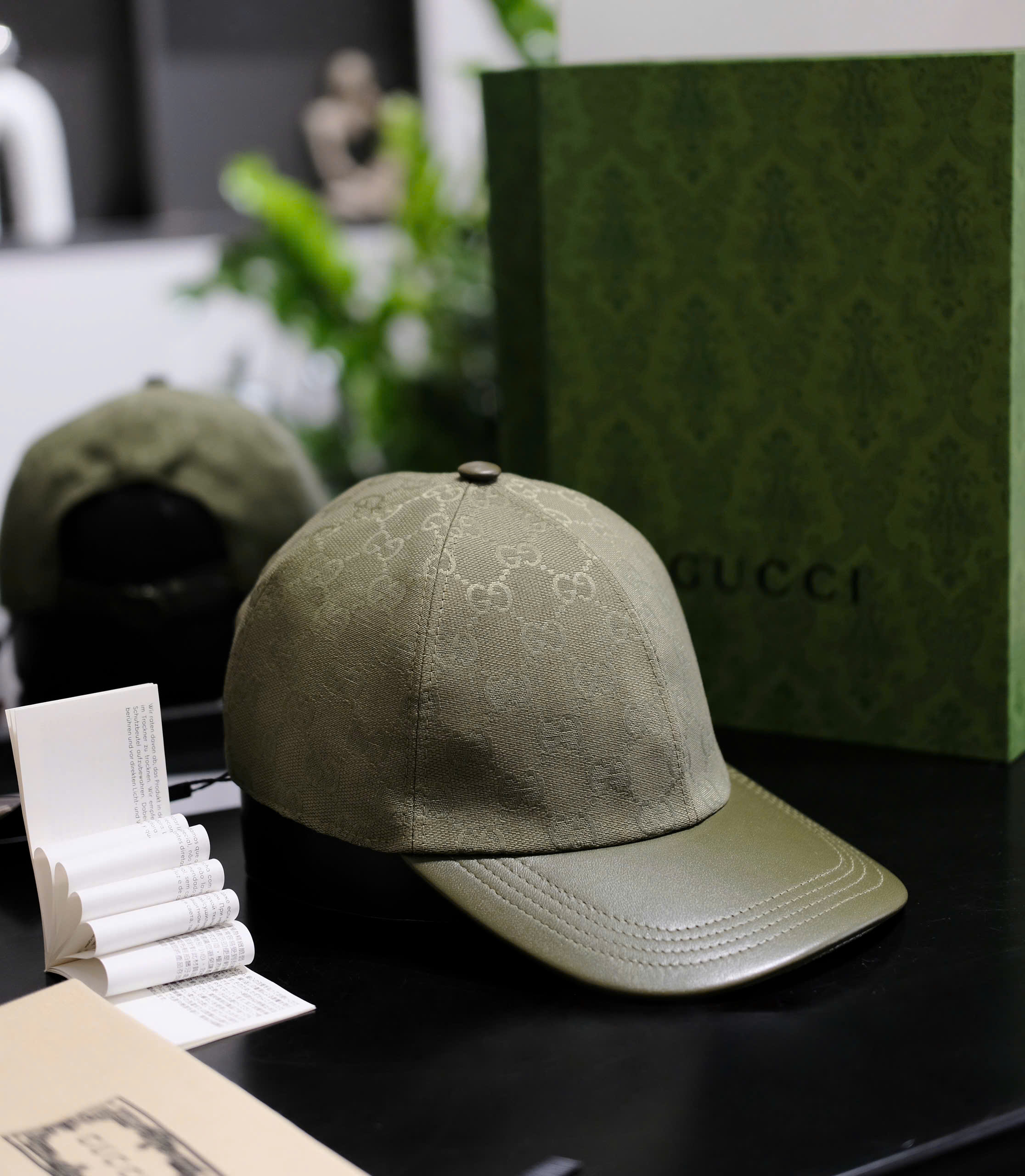Mũ lưỡi trai nón kết Gucci GC Nâu logo tag GG dập full lưỡi da Like Auth DDT