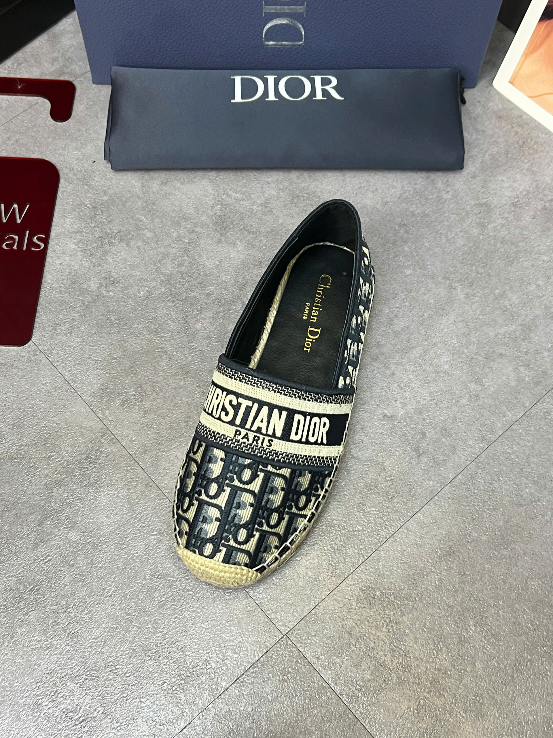 Giày slipon cói Dior CD họa tiết Obique full logo tag ngang Like Auth 38-43 VTN