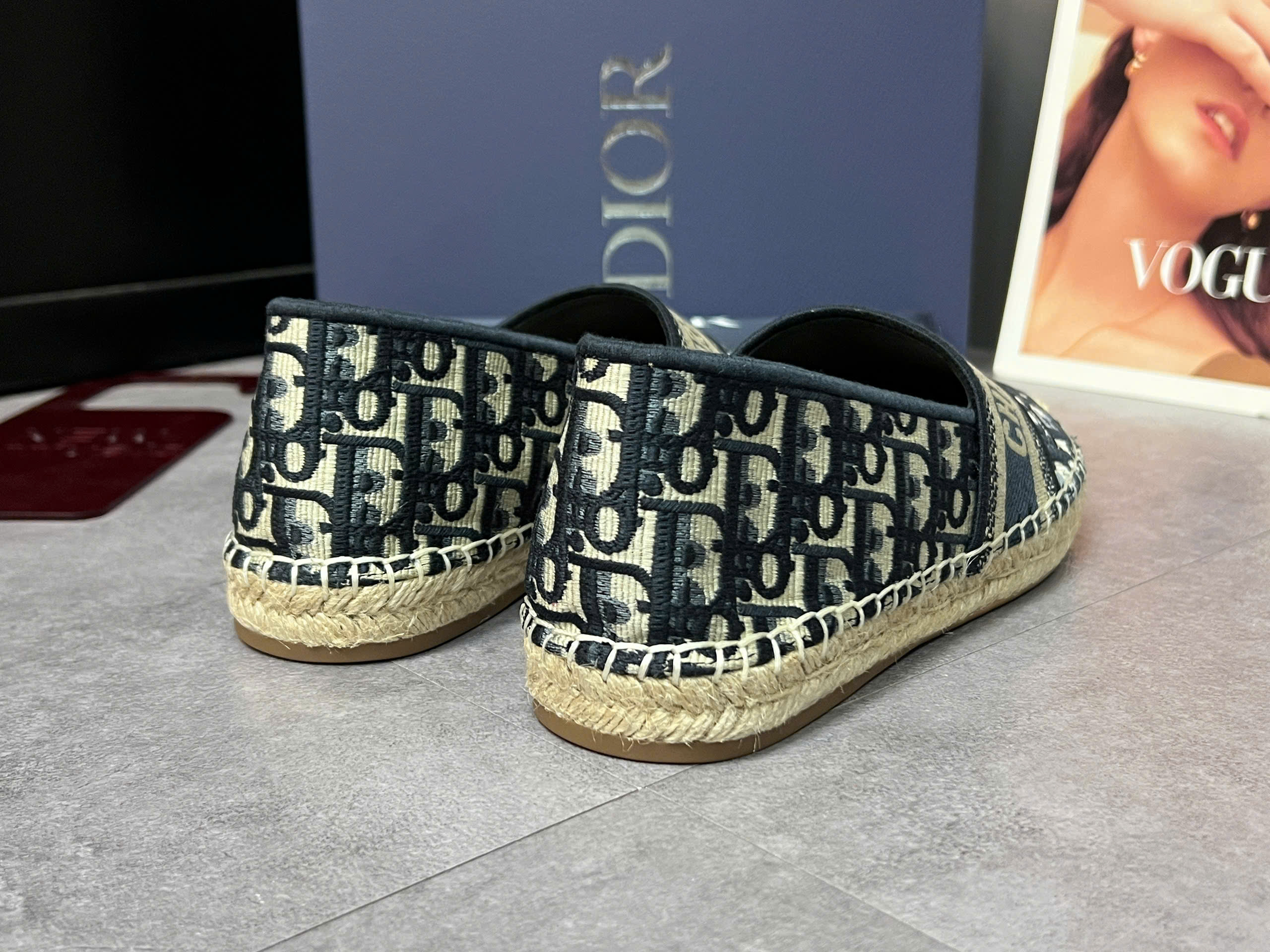 Giày slipon cói Dior CD họa tiết Obique full logo tag ngang Like Auth 38-43 VTN