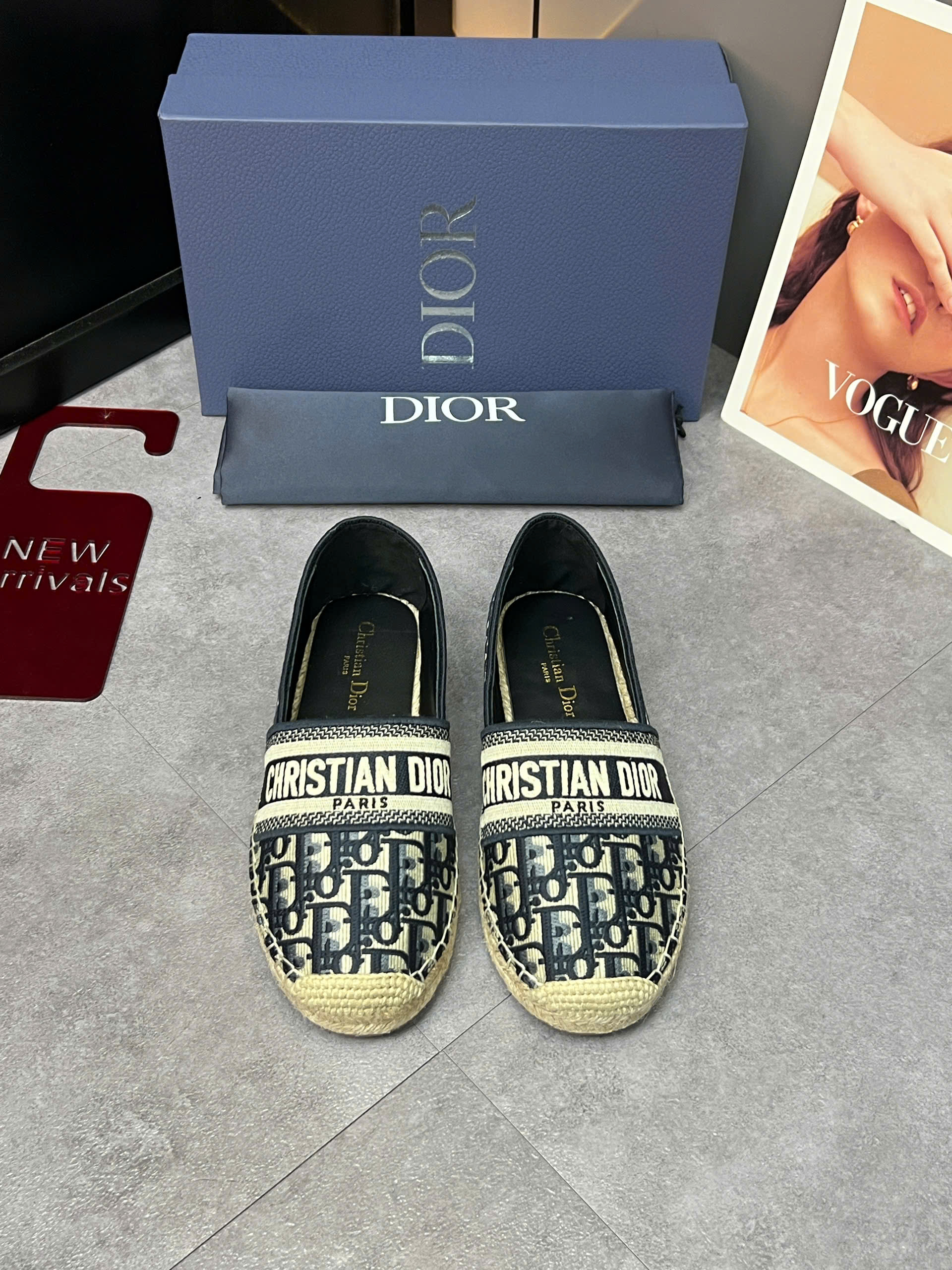 Giày slipon cói Dior CD họa tiết Obique full logo tag ngang Like Auth 38-43 VTN