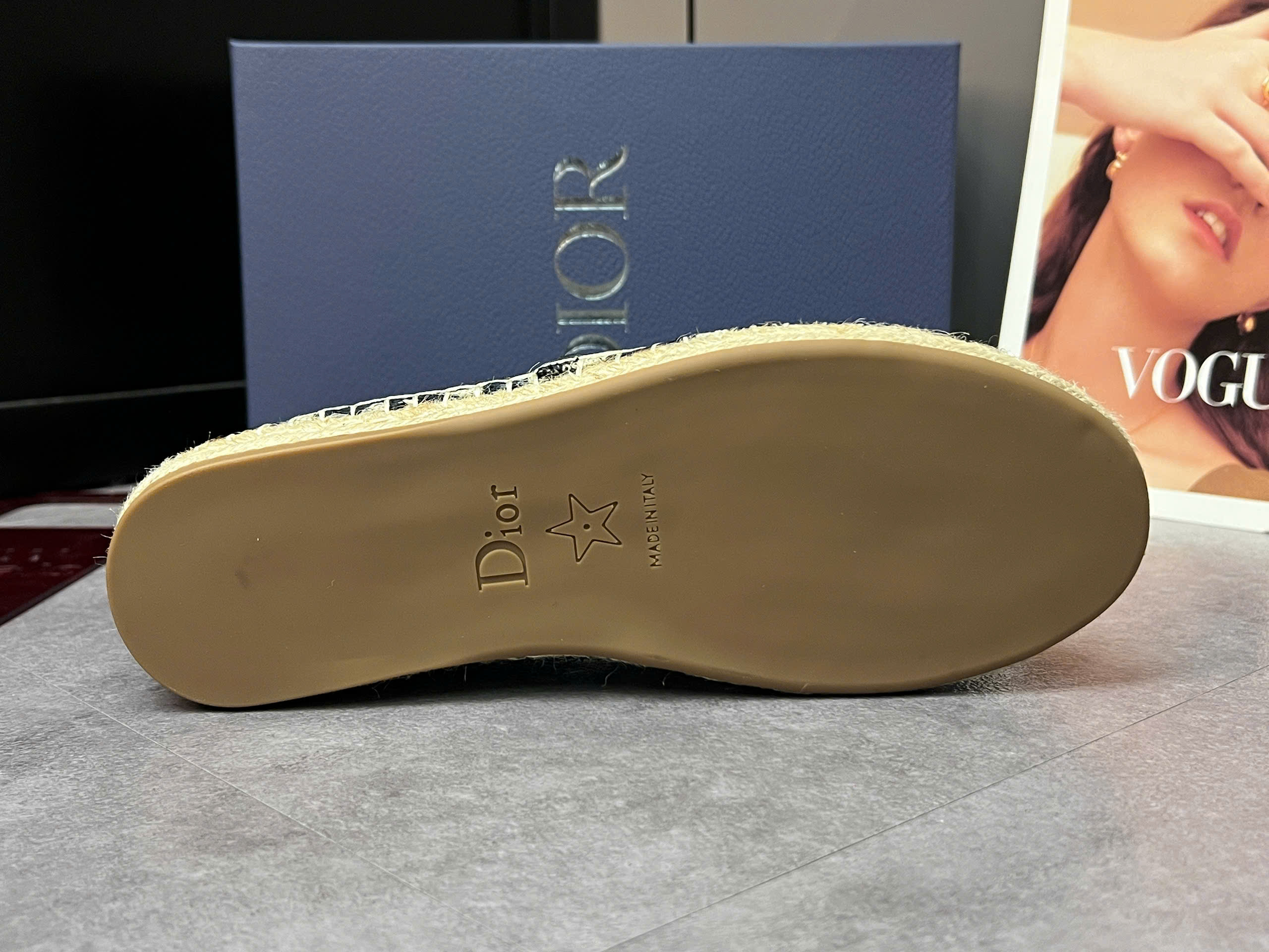 Giày slipon cói Dior CD họa tiết Obique full logo tag ngang Like Auth 38-43 VTN