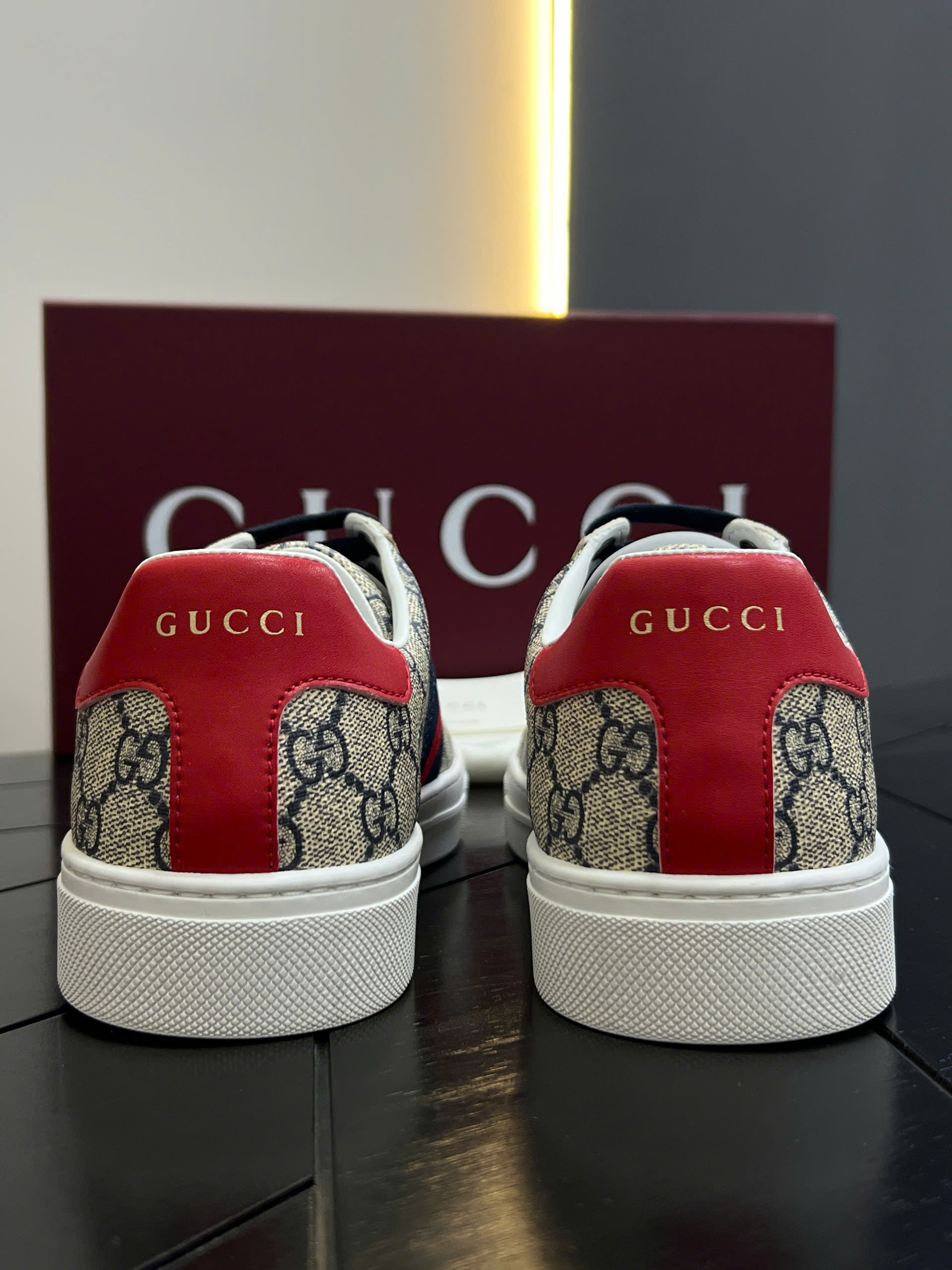 Giày sneaker Gucci Ace GG Supreme Canvas Xanh logo full kẻ sọc ngang Xanh Đỏ Like Auth 38-43 VTN