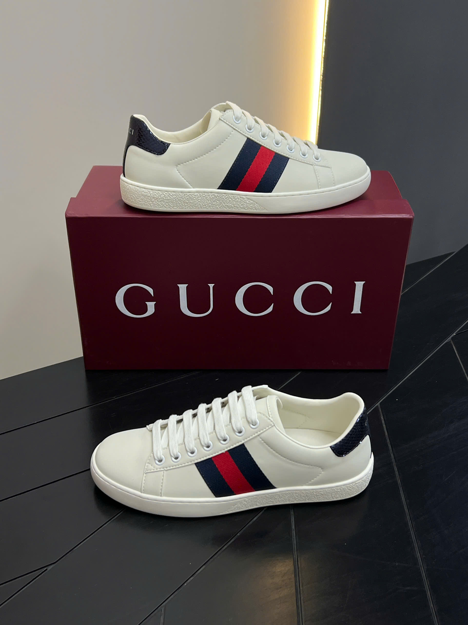 Giày sneaker Gucci Ace GG Supreme Trắng basic kẻ sọc ngang Xanh Đỏ Like Auth 38-43 VTN