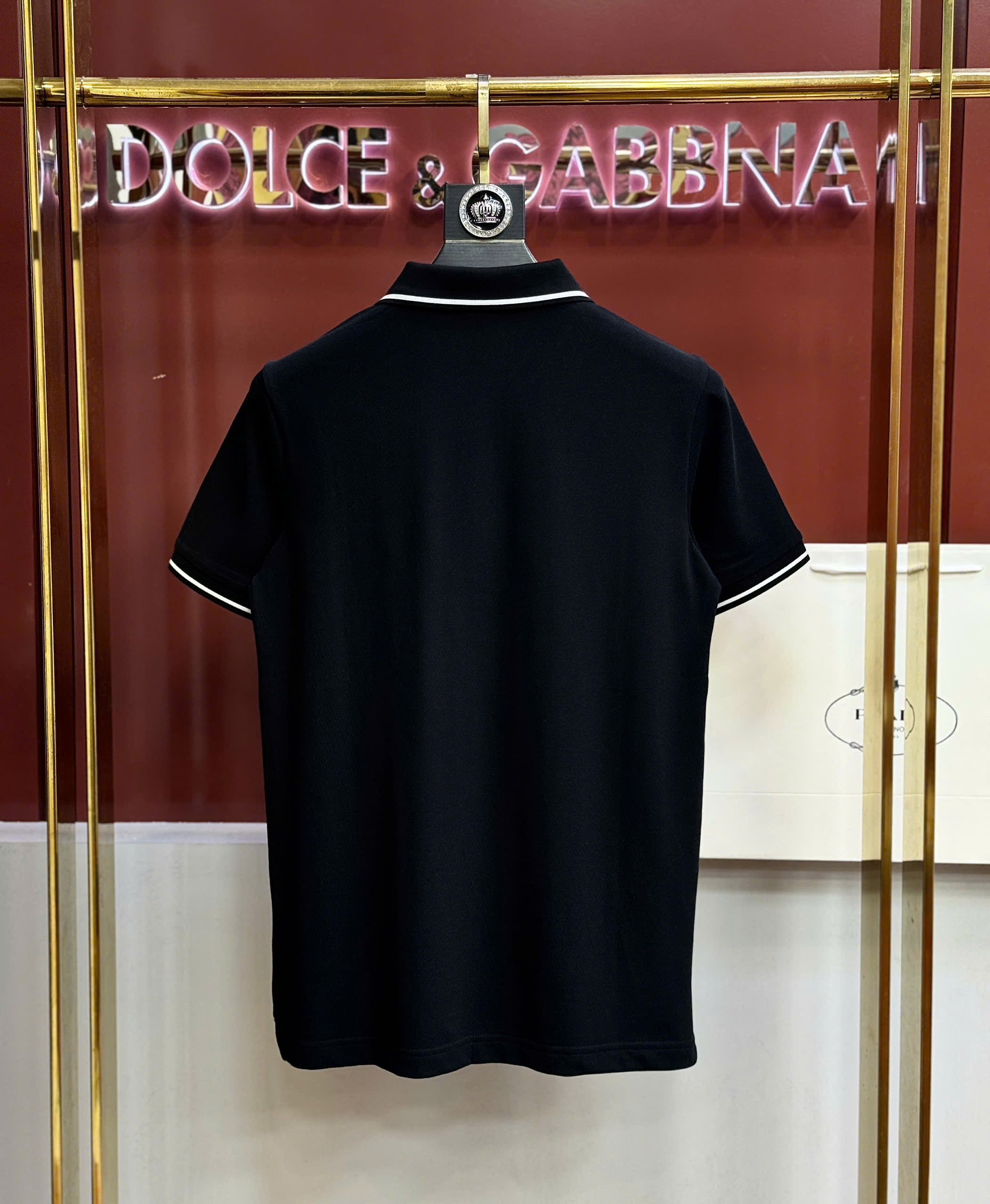 Áo polo Prada logo check cổ tag tam giác ngực Like Auth S-XL CD