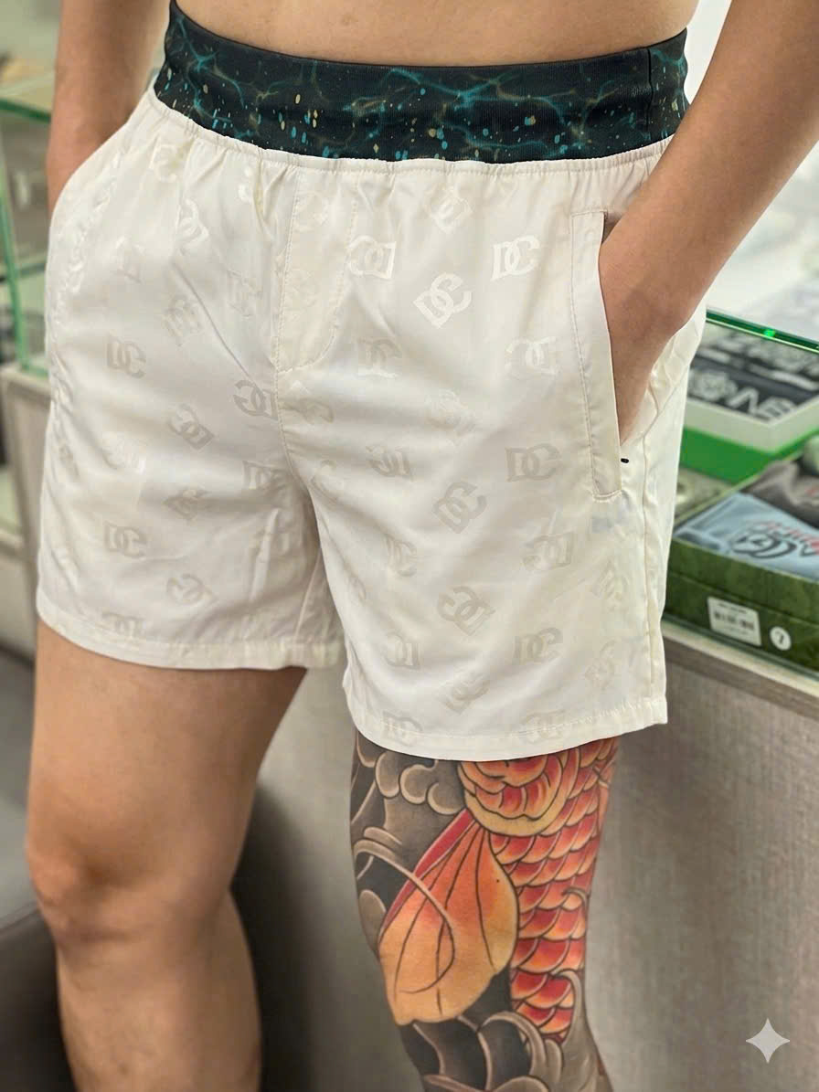 Quần short đùi gió Dolce Gabbana DG check cạp galaxy logo full Like Auth S-XL LK