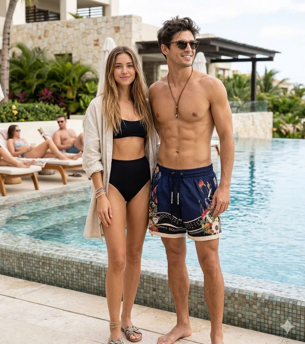 Quần short đùi gió Dolce Gabbana DG Xanh Than họa tiết hoa Like Auth 44-50 CD NV