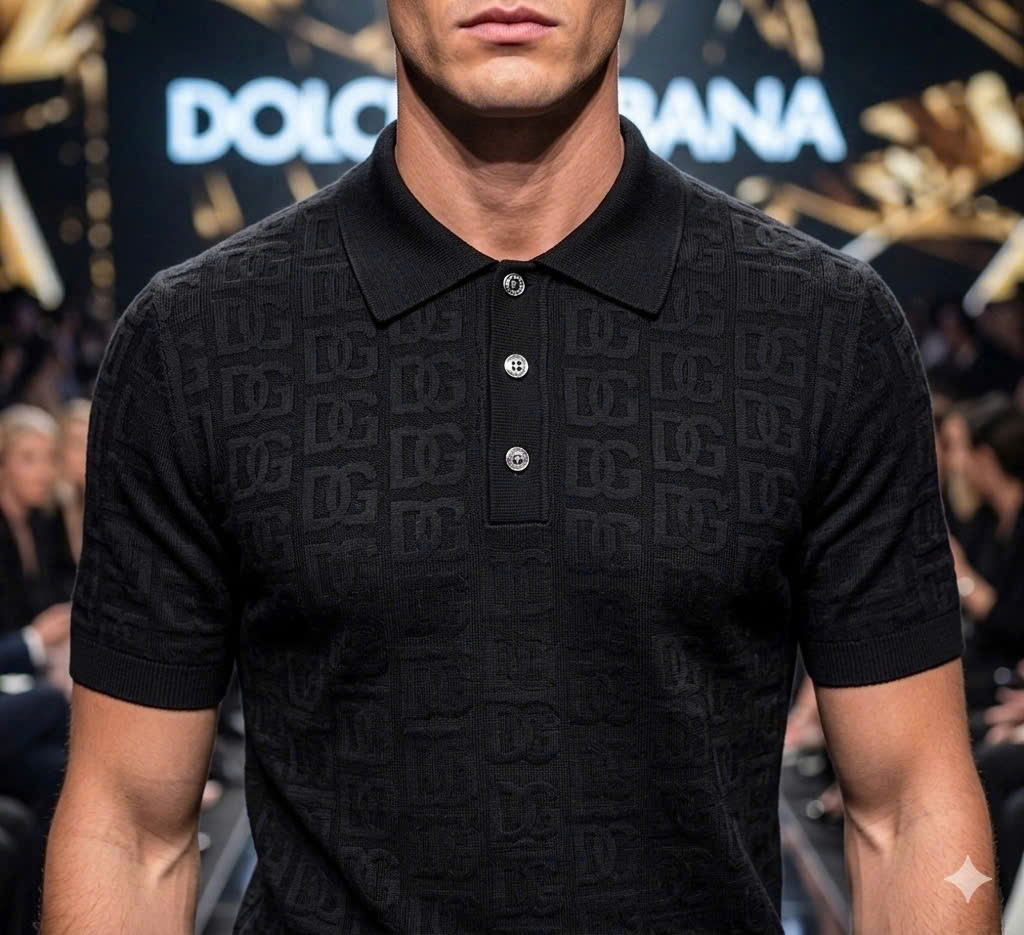Áo polo Dolce Gabbana DG logo full dập nổi Like Auth 48-54 MK