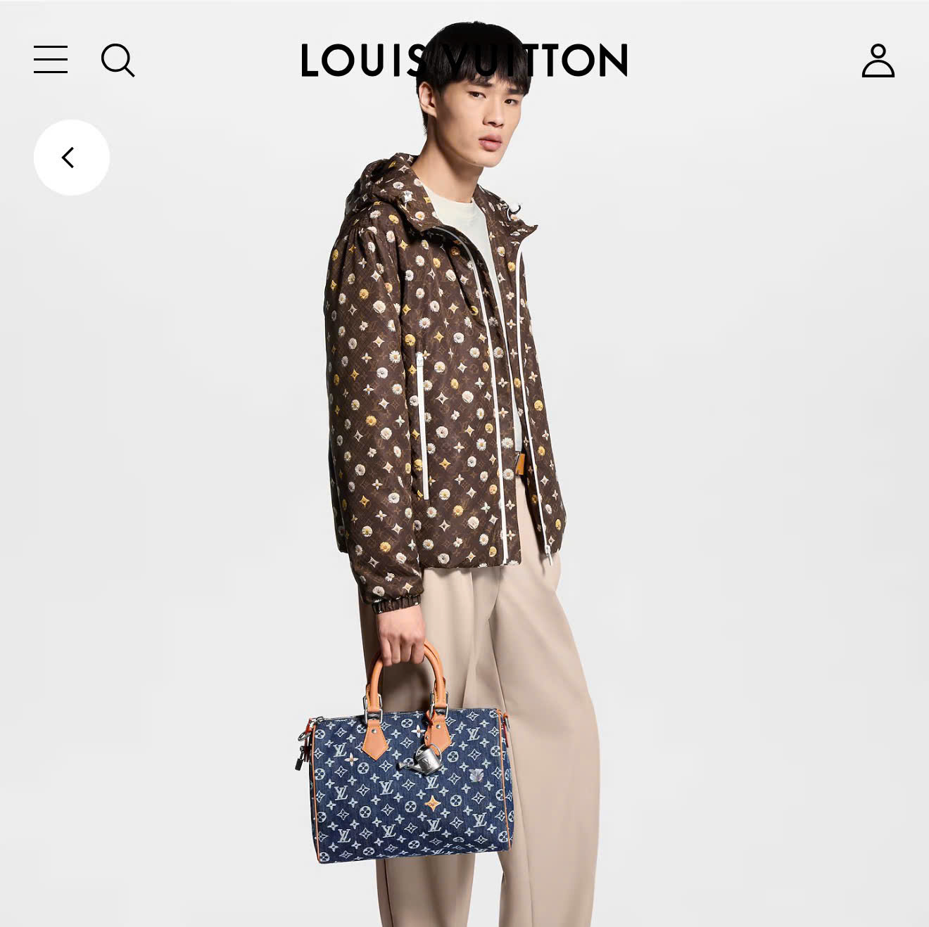 Túi trống Louis Vuitton LV Speedy Monogram Floral Denim Xanh Than Like Auth 30x21x17 PLD