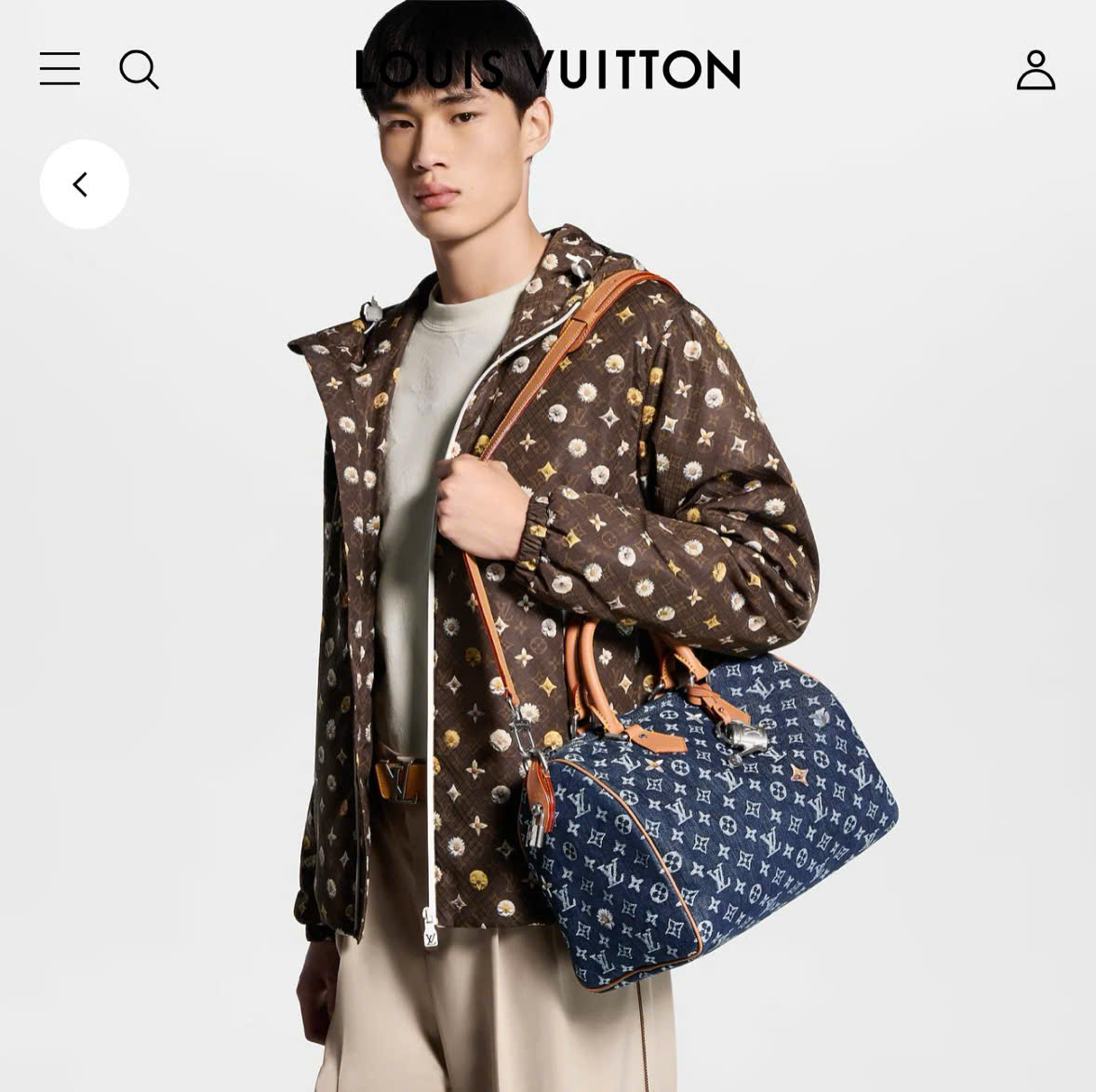 Túi trống Louis Vuitton LV Speedy Monogram Floral Denim Xanh Than Like Auth 30x21x17 PLD