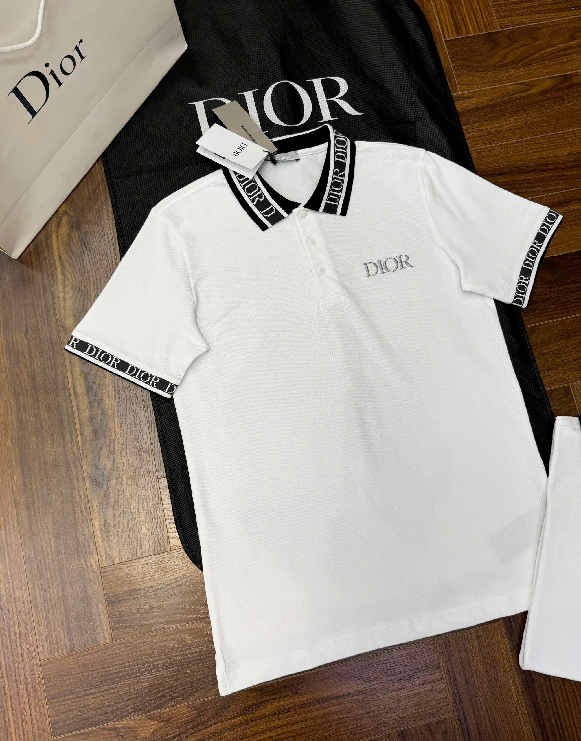 Áo polo Dior CD logo check cổ logo thêu ngực Like Auth S-XL CD