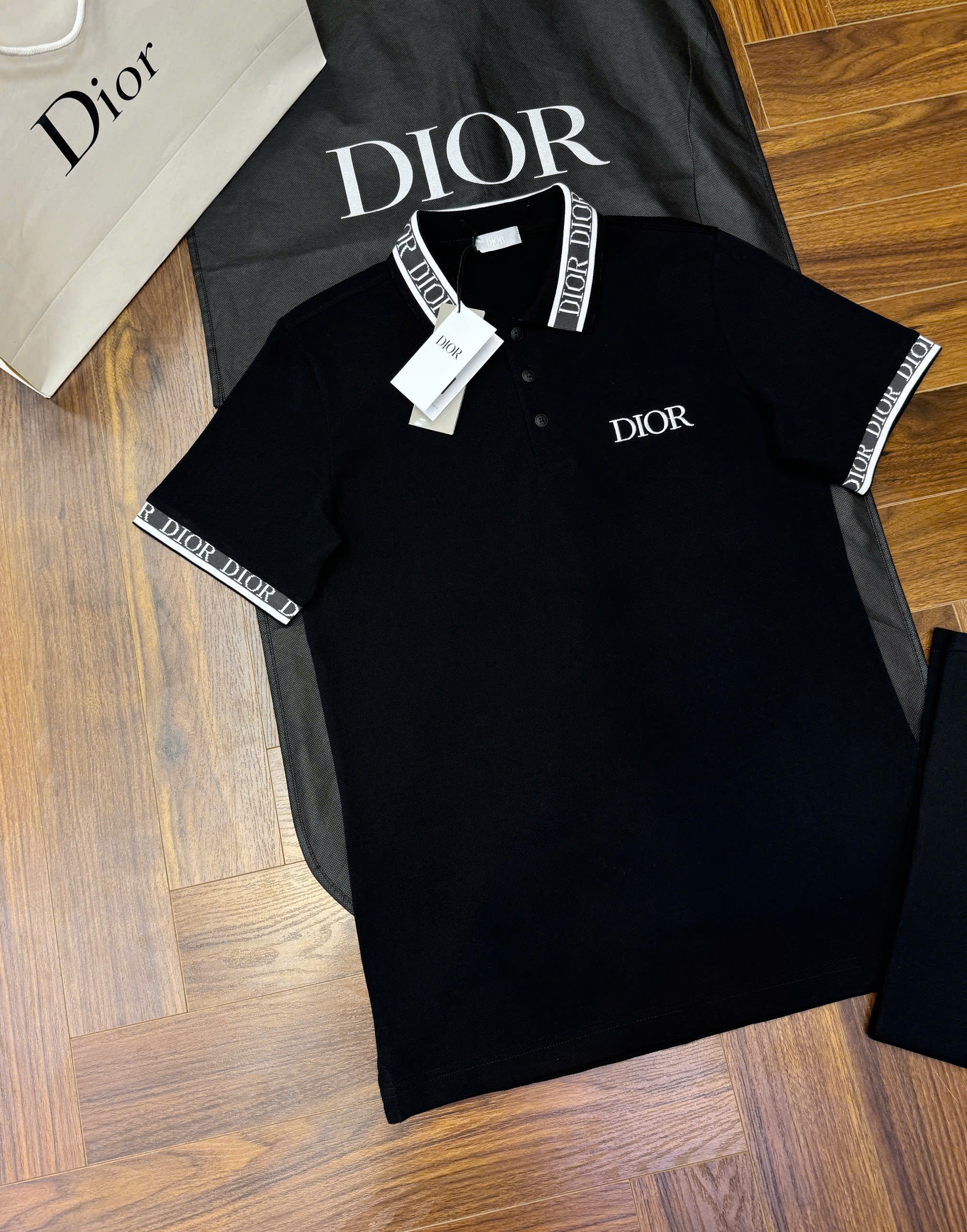 Áo polo Dior CD logo check cổ logo thêu ngực Like Auth S-XL CD