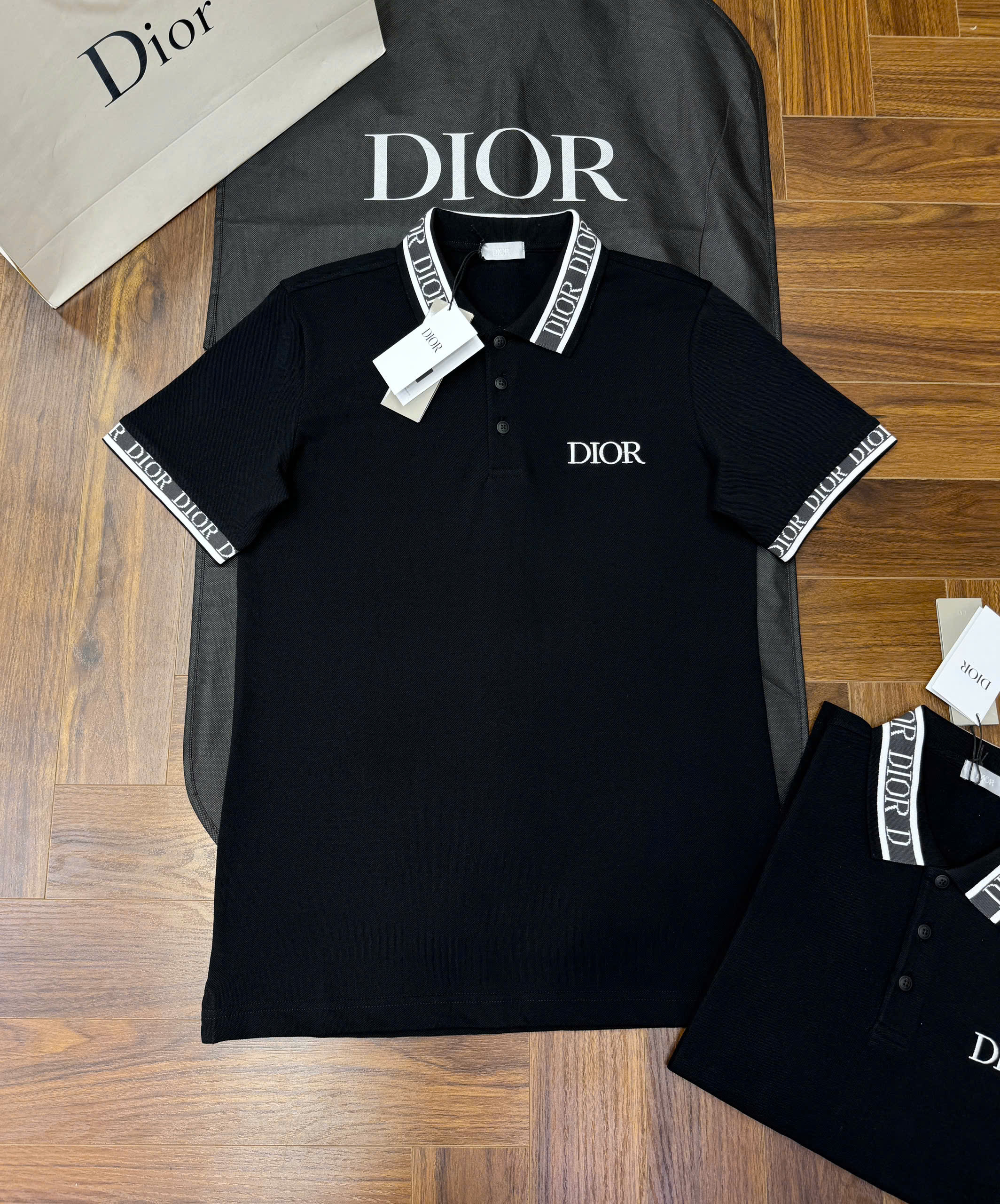 Áo polo Dior CD logo check cổ logo thêu ngực Like Auth S-XL CD