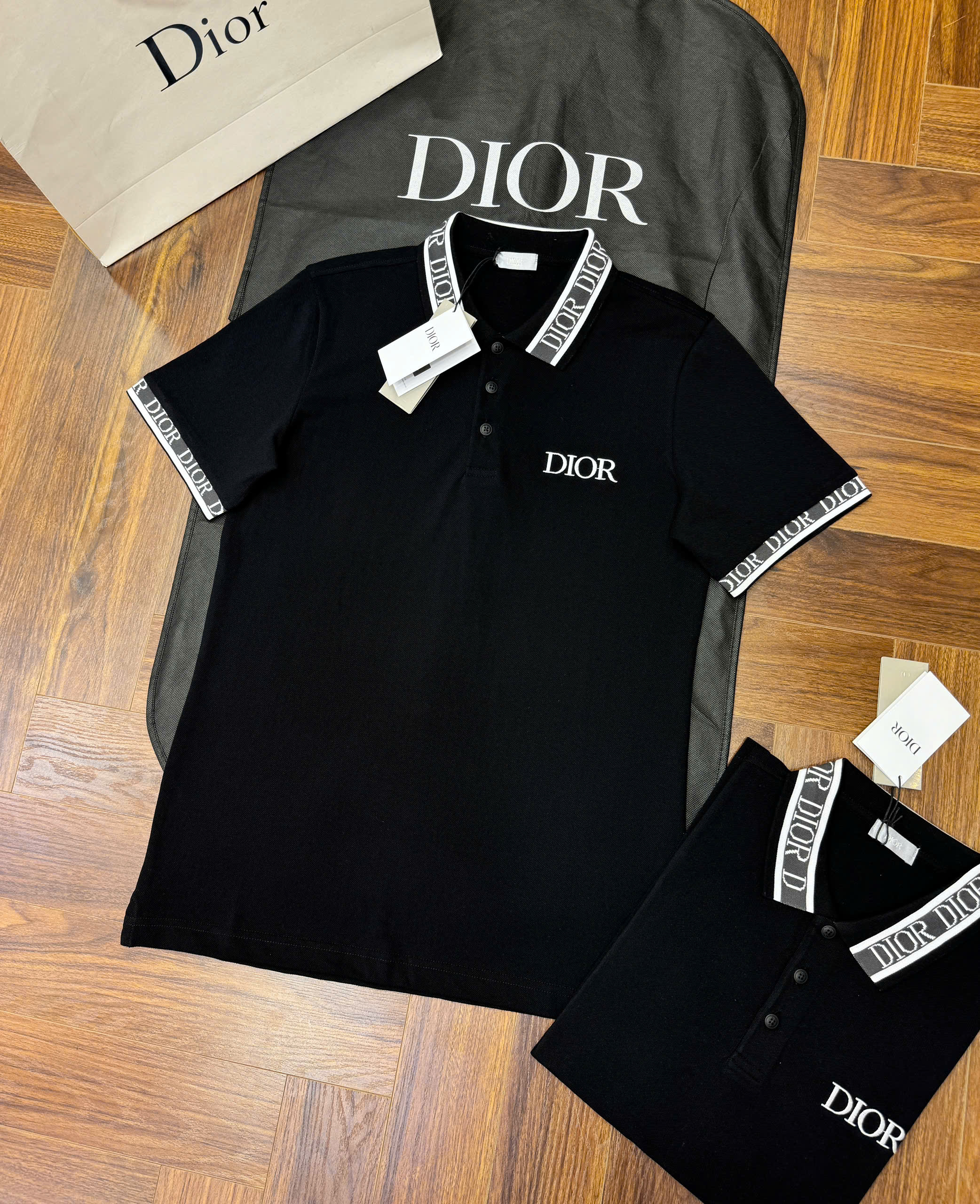 Áo polo Dior CD logo check cổ logo thêu ngực Like Auth S-XL CD