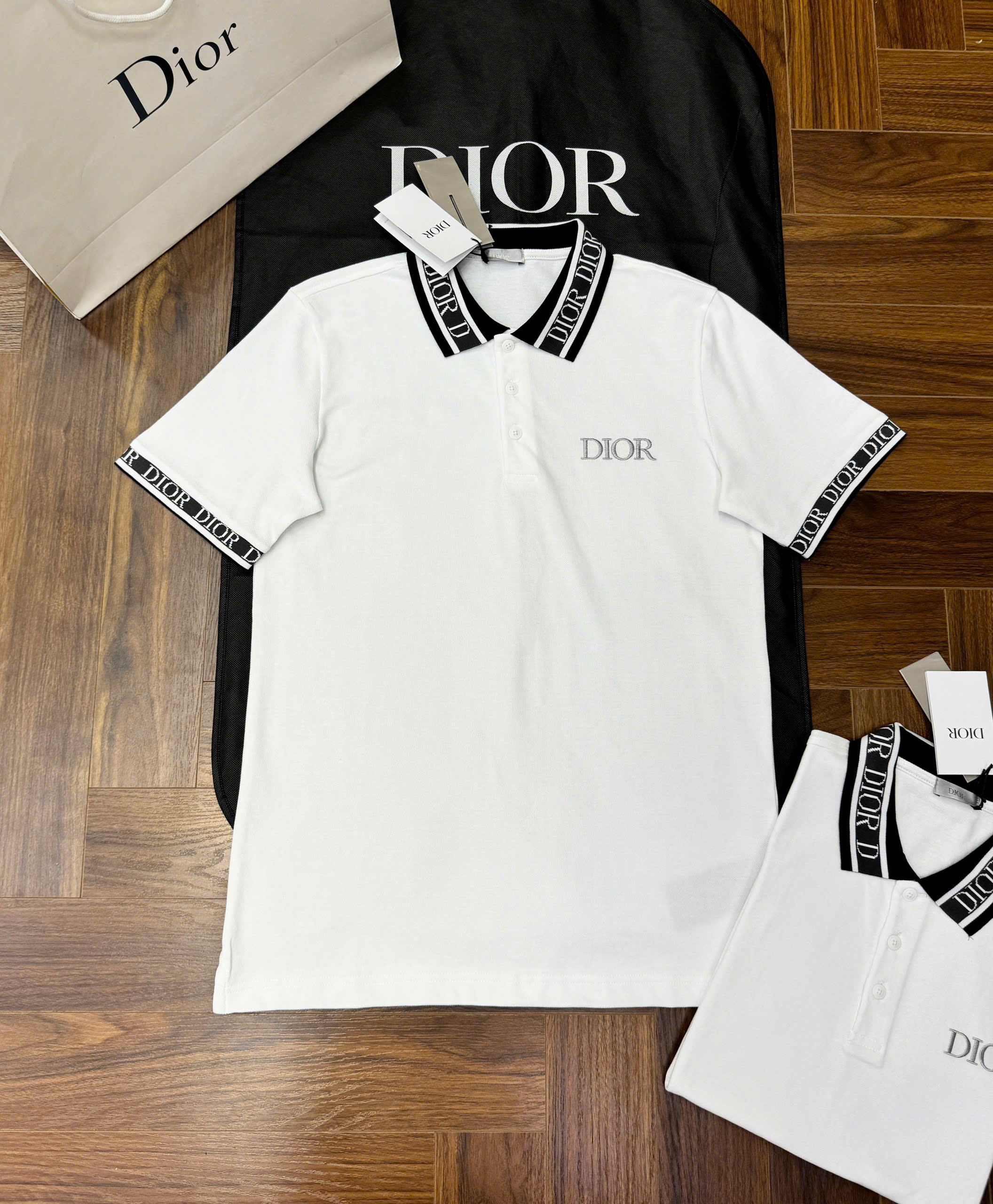 Áo polo Dior CD logo check cổ logo thêu ngực Like Auth S-XL CD