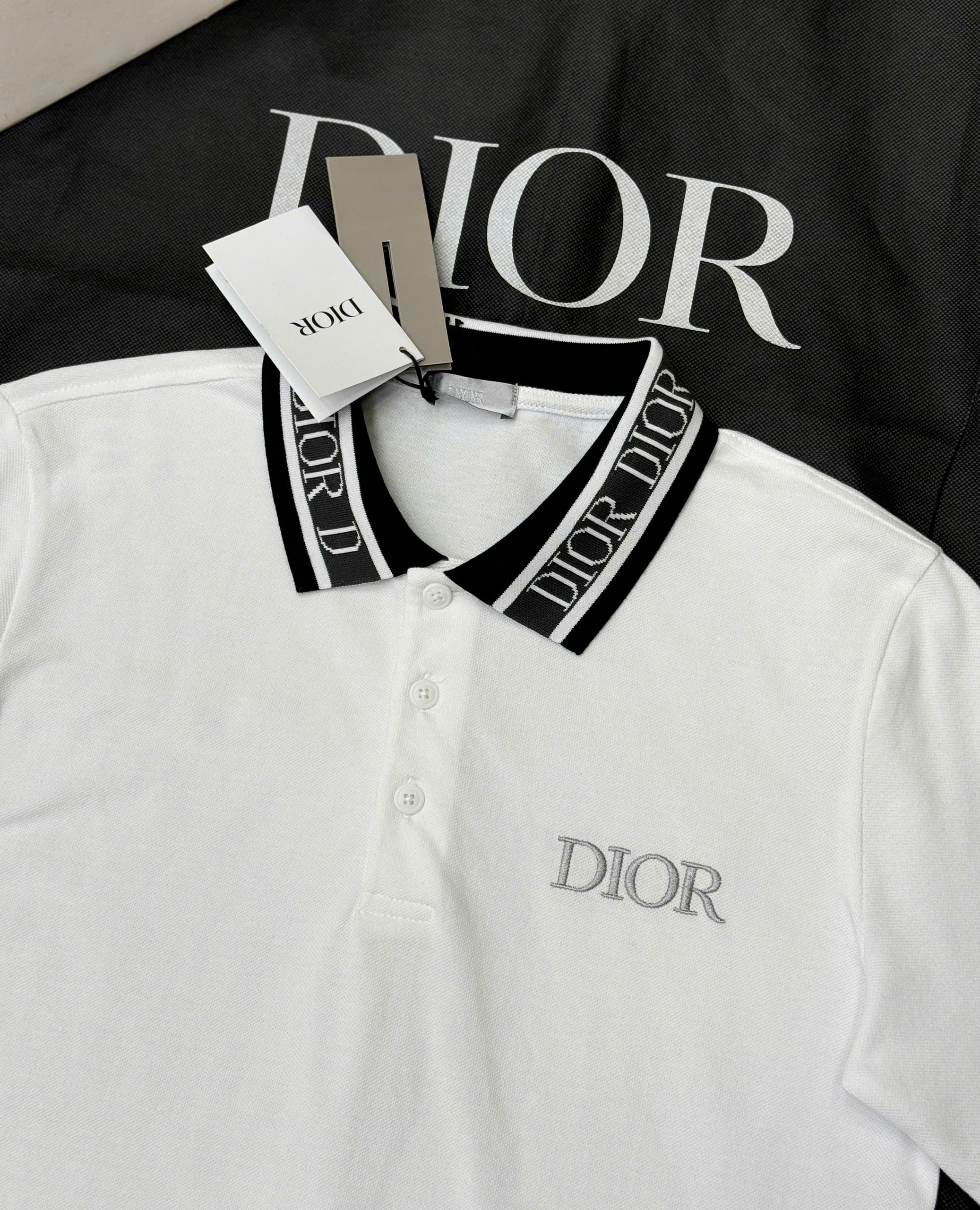 Áo polo Dior CD logo check cổ logo thêu ngực Like Auth S-XL CD
