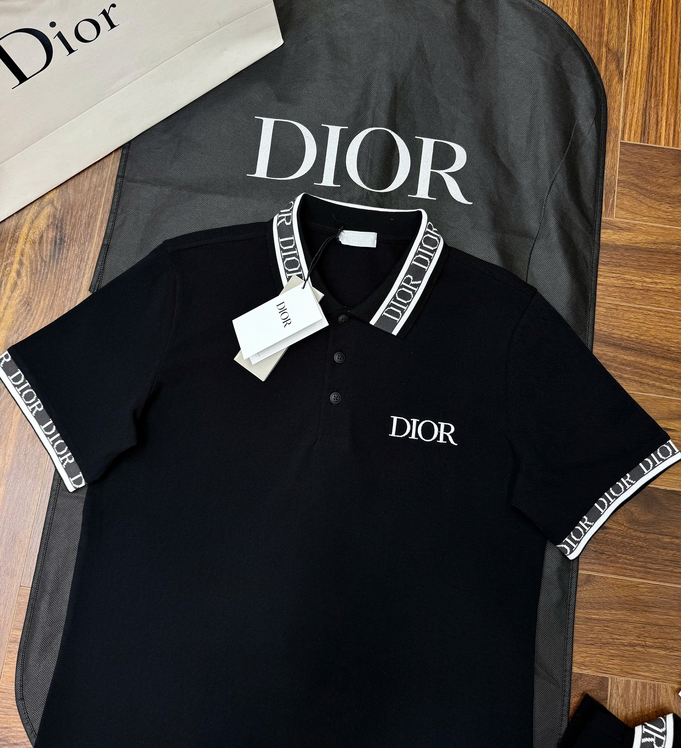 Áo polo Dior CD logo check cổ logo thêu ngực Like Auth S-XL CD