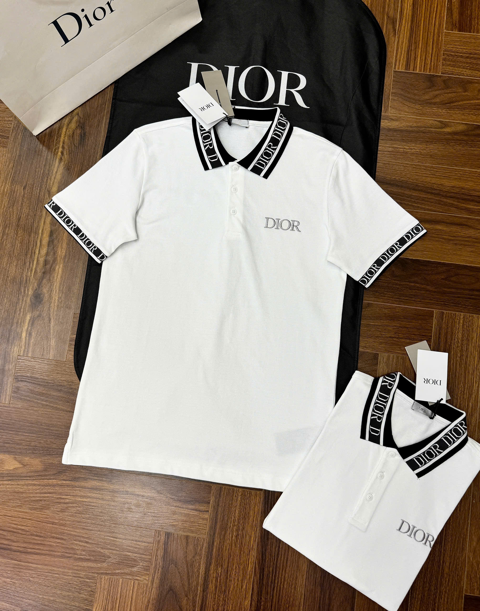 Áo polo Dior CD logo check cổ logo thêu ngực Like Auth S-XL CD