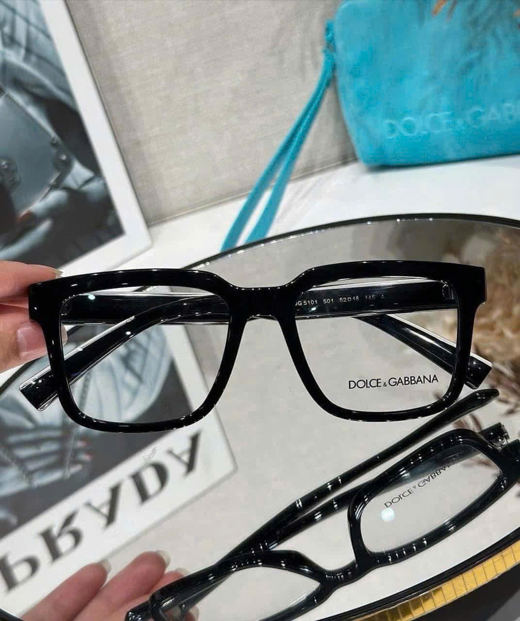 Kính mắt thời trang Dolce Gabbana DG Đen logo chữ Trắng gọng Like Auth on web fulbox MK