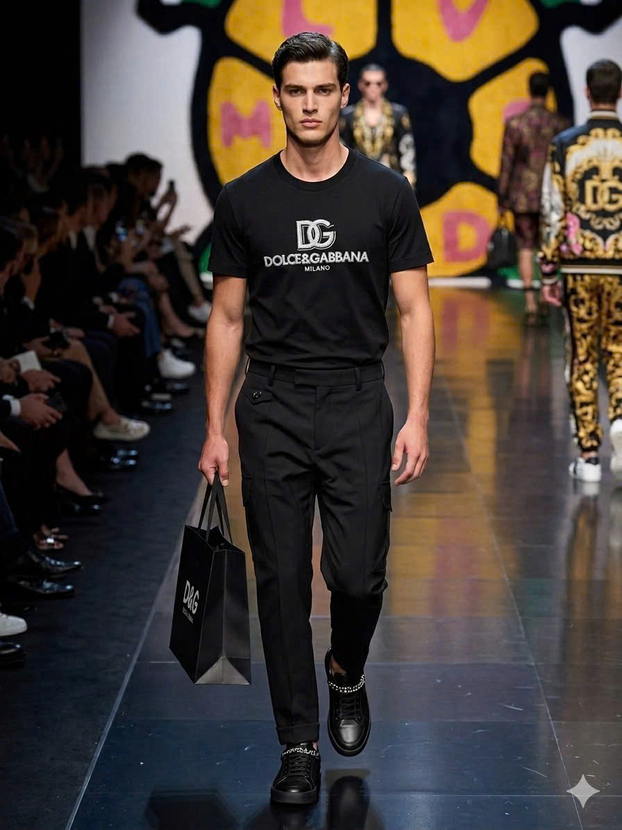 Áo phông T shirt Dolce Gabbana DG Milano basic logo thêu ngực Like Auth S-XL MK