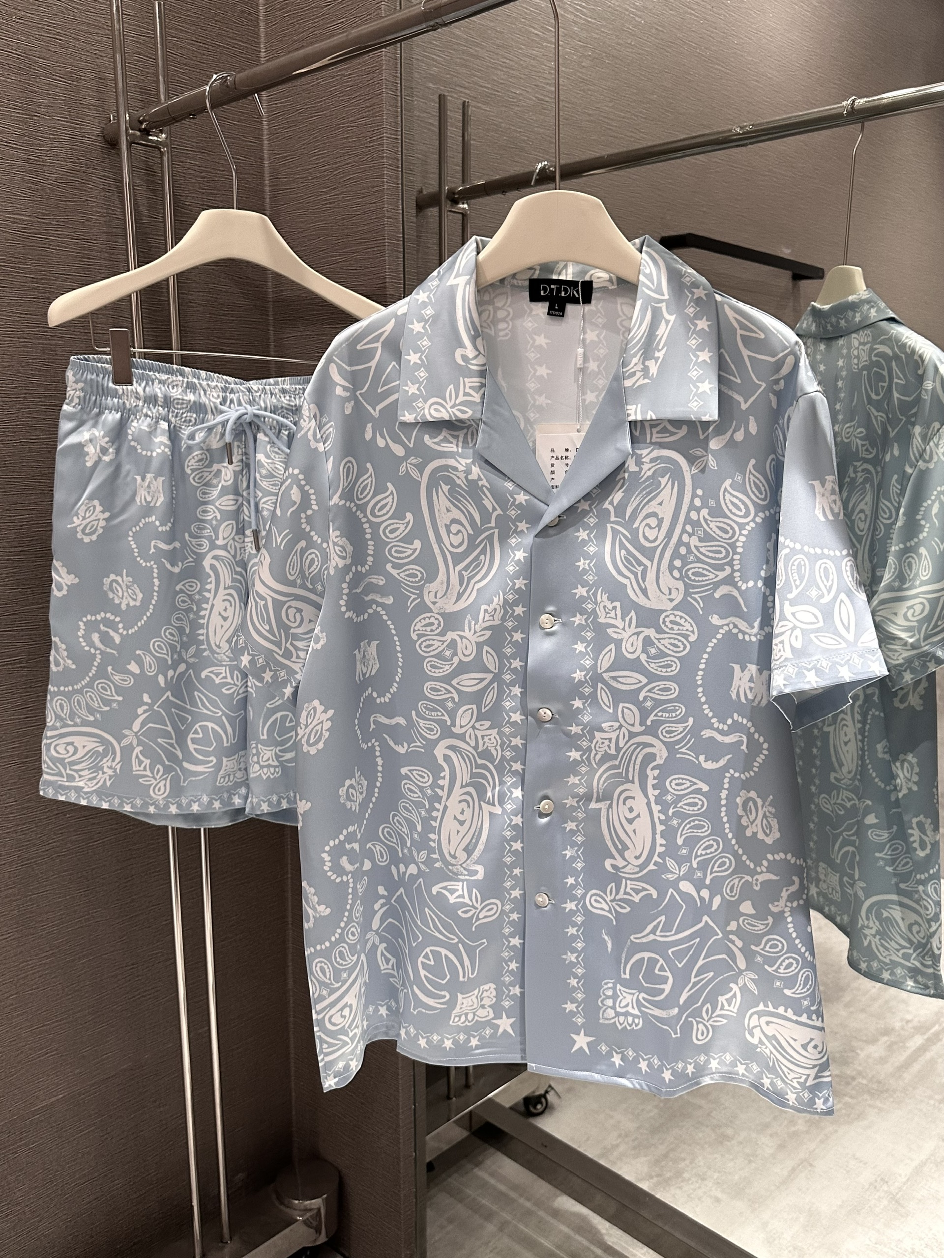Set bộ lụa hè Amiri Xanh họa tiết quý tộc Like Auth M-XL VTN