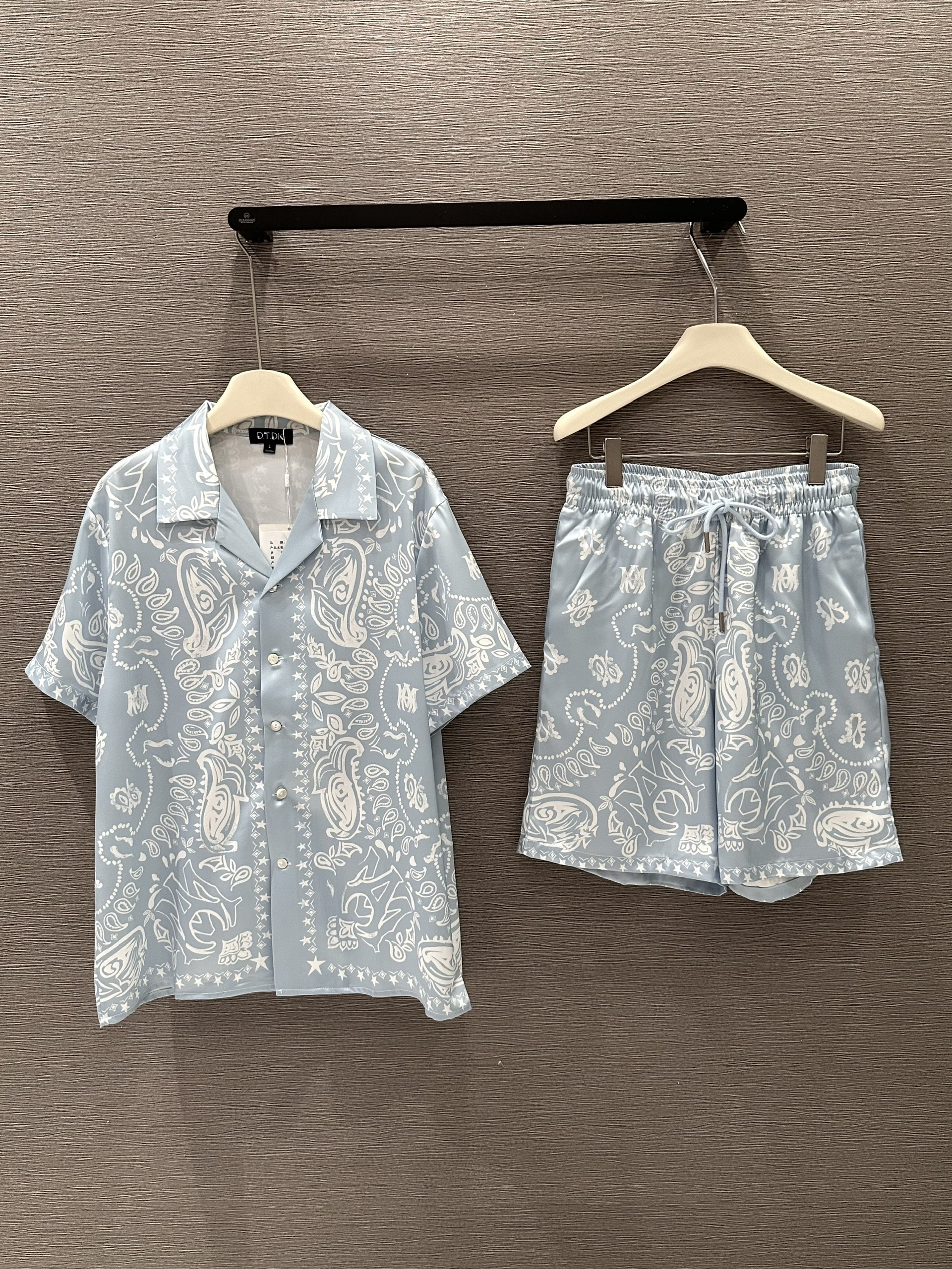 Set bộ lụa hè Amiri Xanh họa tiết quý tộc Like Auth M-XL VTN