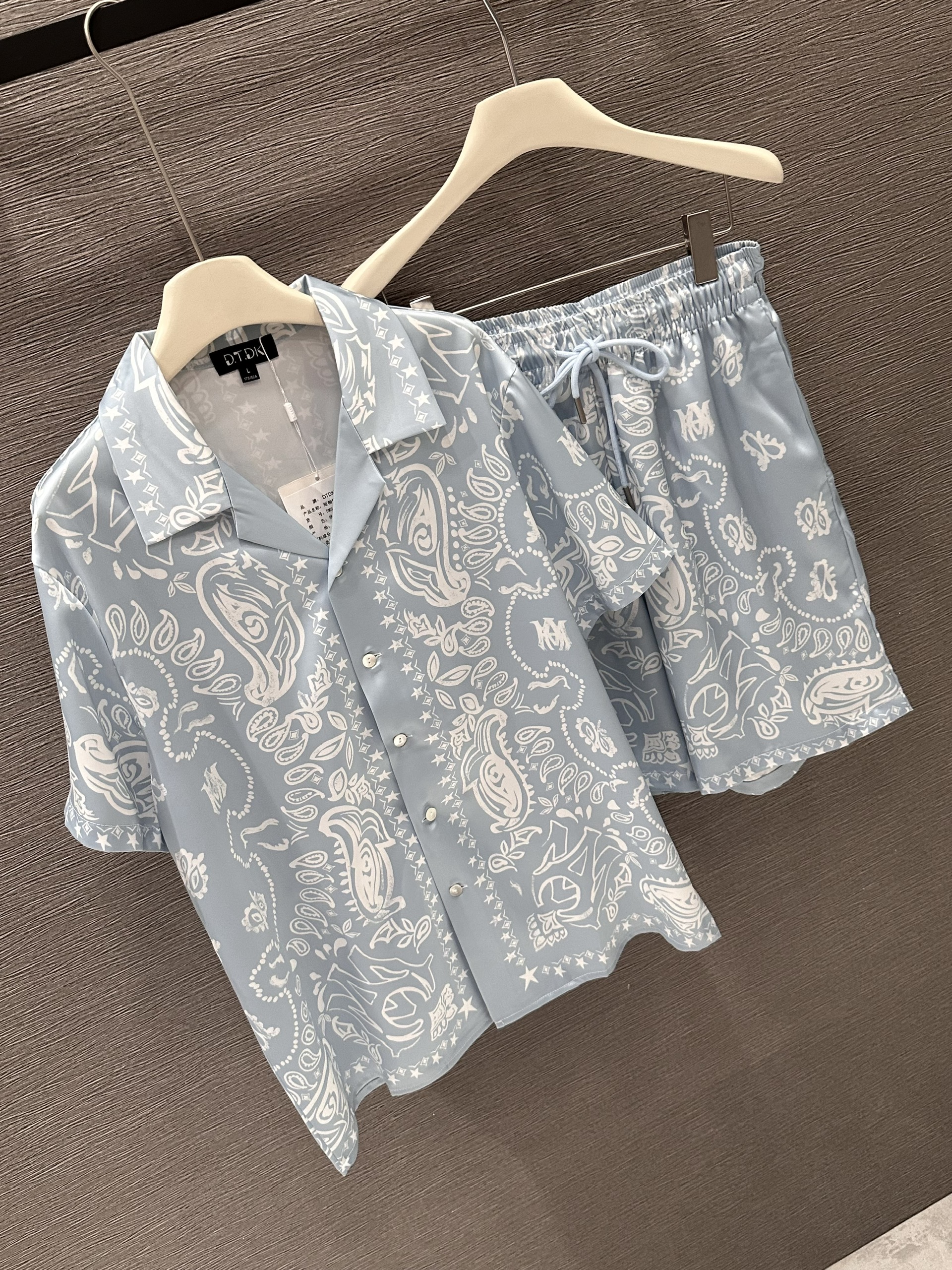 Set bộ lụa hè Amiri Xanh họa tiết quý tộc Like Auth M-XL VTN