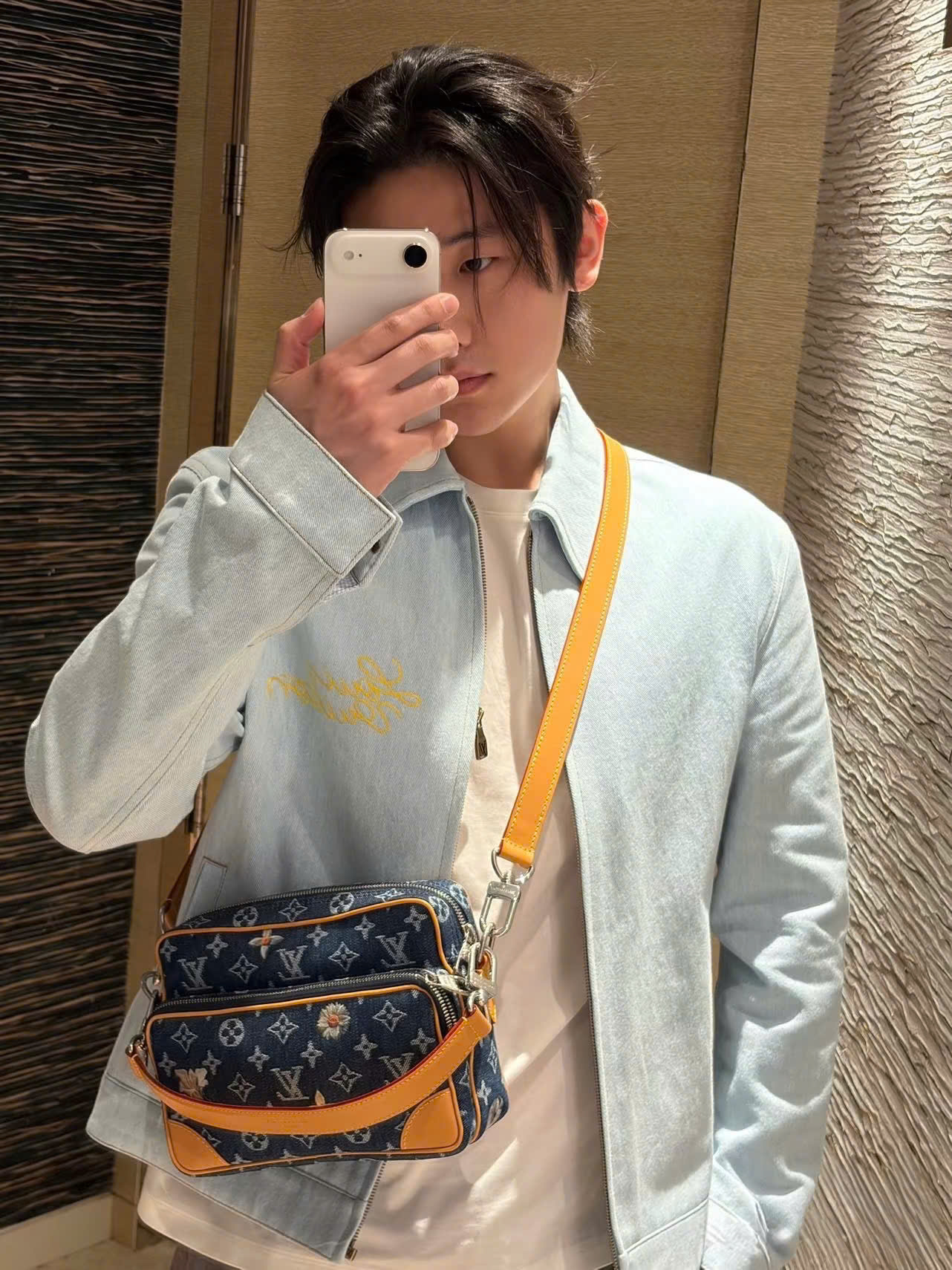 Túi đeo chéo Louis Vuitton Bag LV Monogram Denim Archive Xanh Than Like Auth 25x18x11 PLD
