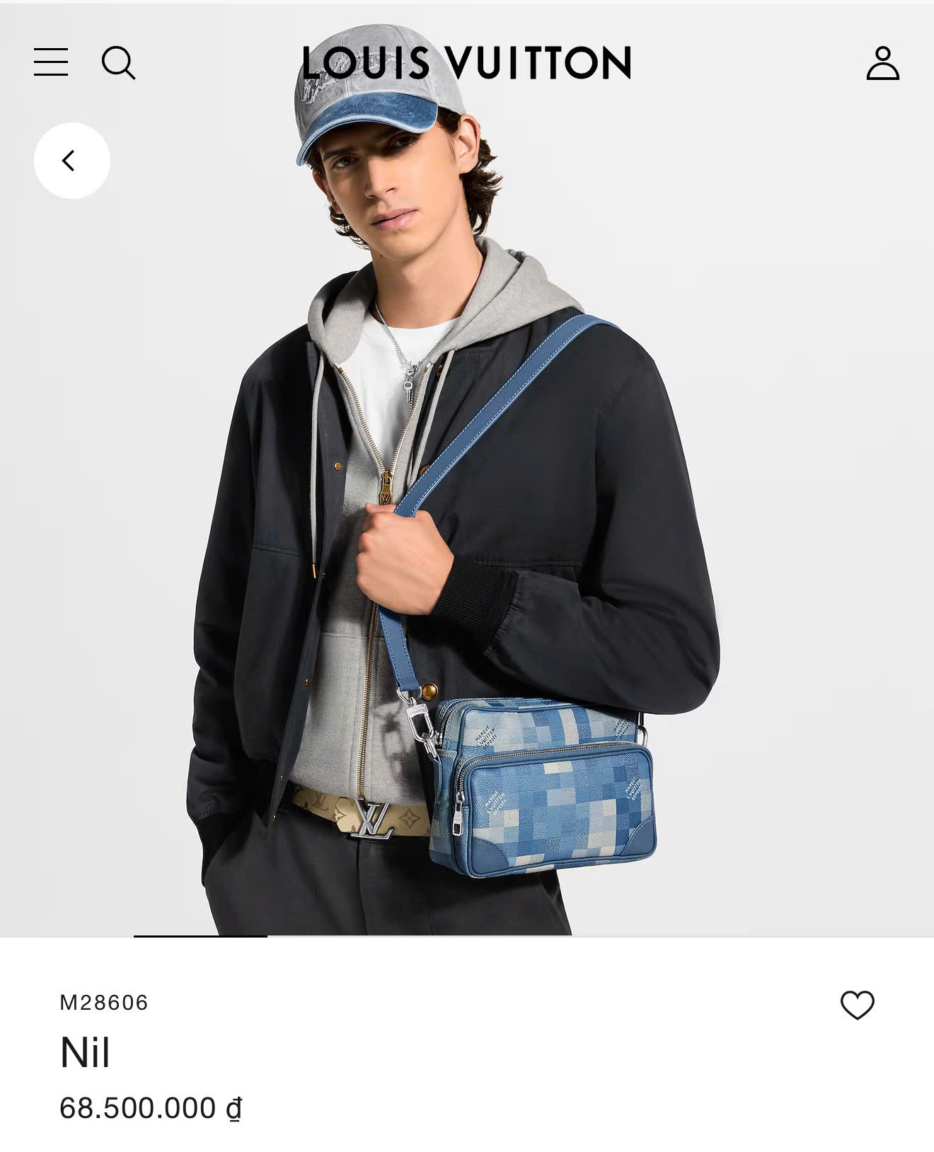 Túi đeo chéo Louis Vuitton Bag LV Nil Archive Caro Damoflage pixel Xanh Dương Like Auth 25x18x11 PLD