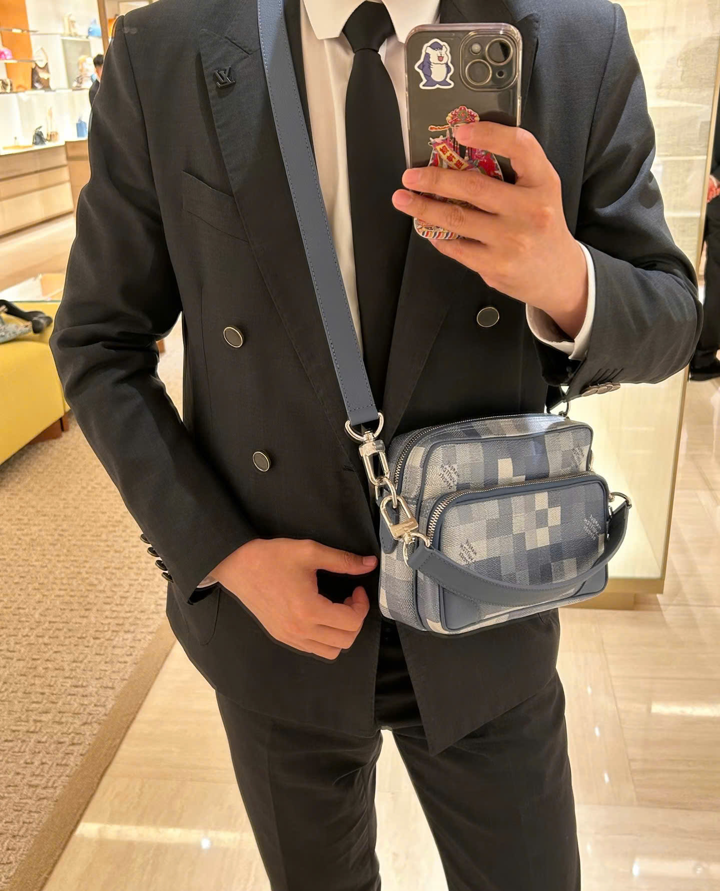 Túi đeo chéo Louis Vuitton Bag LV Nil Archive Caro Damoflage pixel Xanh Dương Like Auth 25x18x11 PLD
