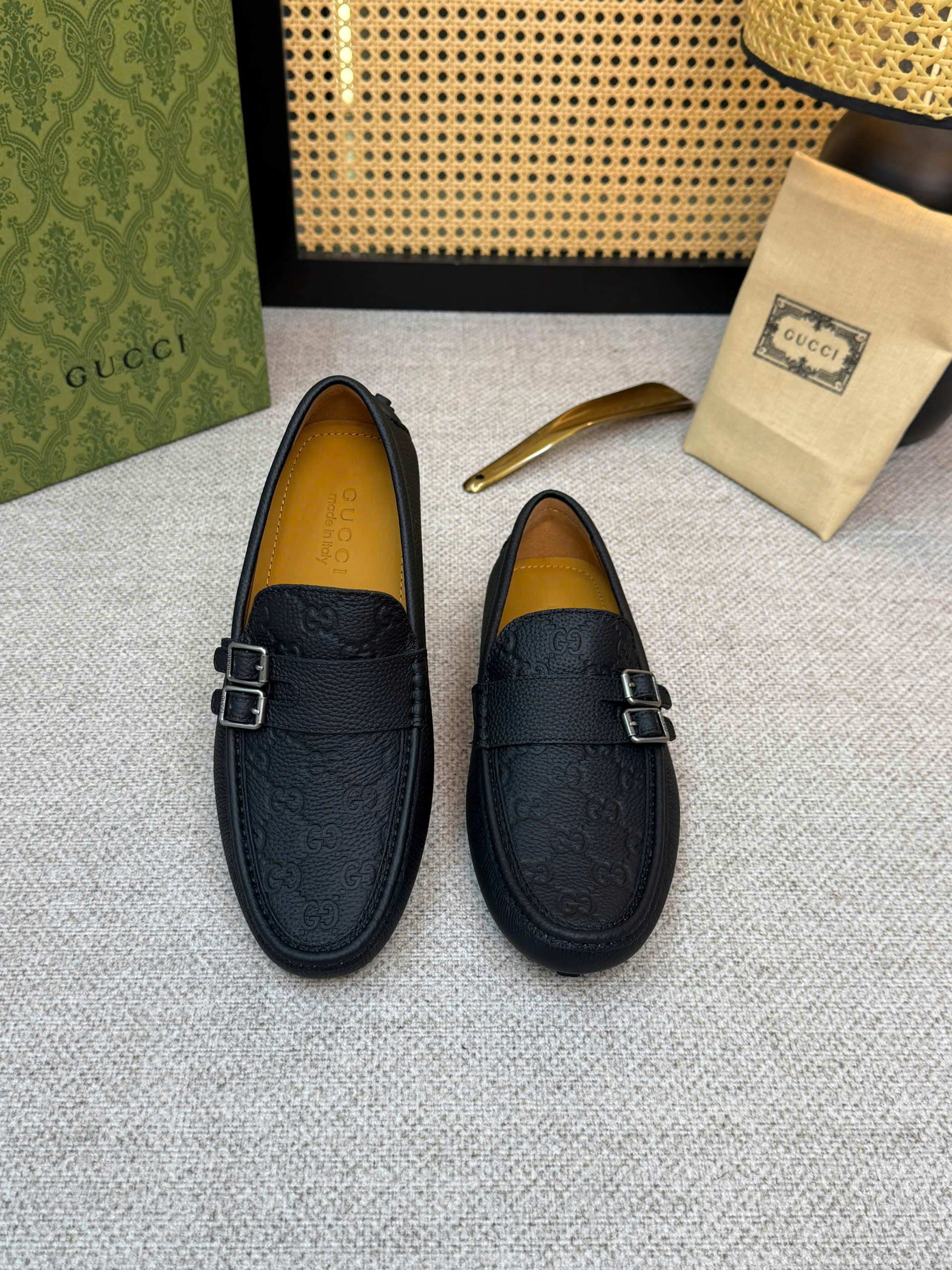 Giày lười moca Gucci GC Buckle Detailed tag ngang 2 khóa logo fullLike Auth 38-43 VTN