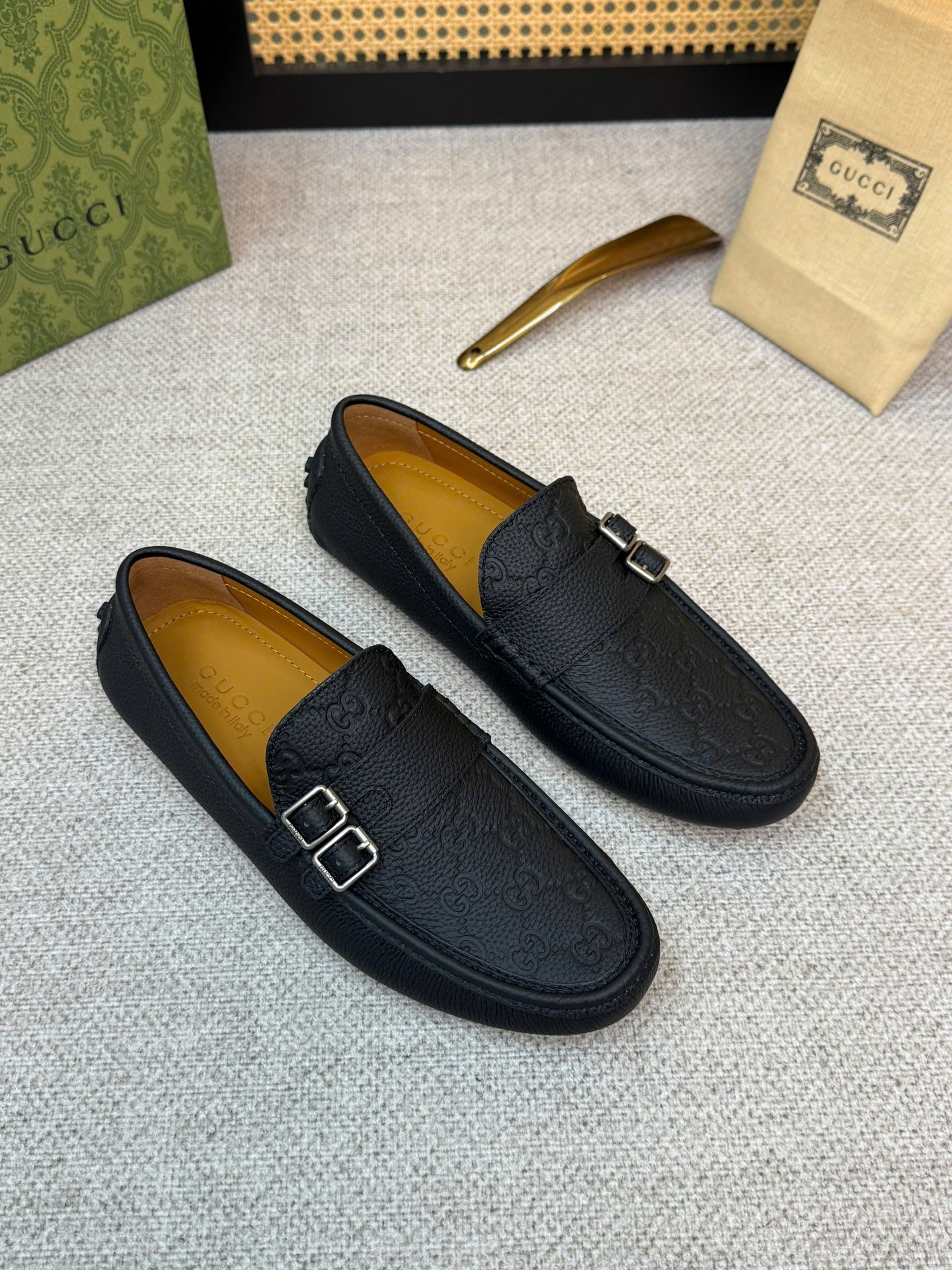 Giày lười moca Gucci GC Buckle Detailed tag ngang 2 khóa logo fullLike Auth 38-43 VTN