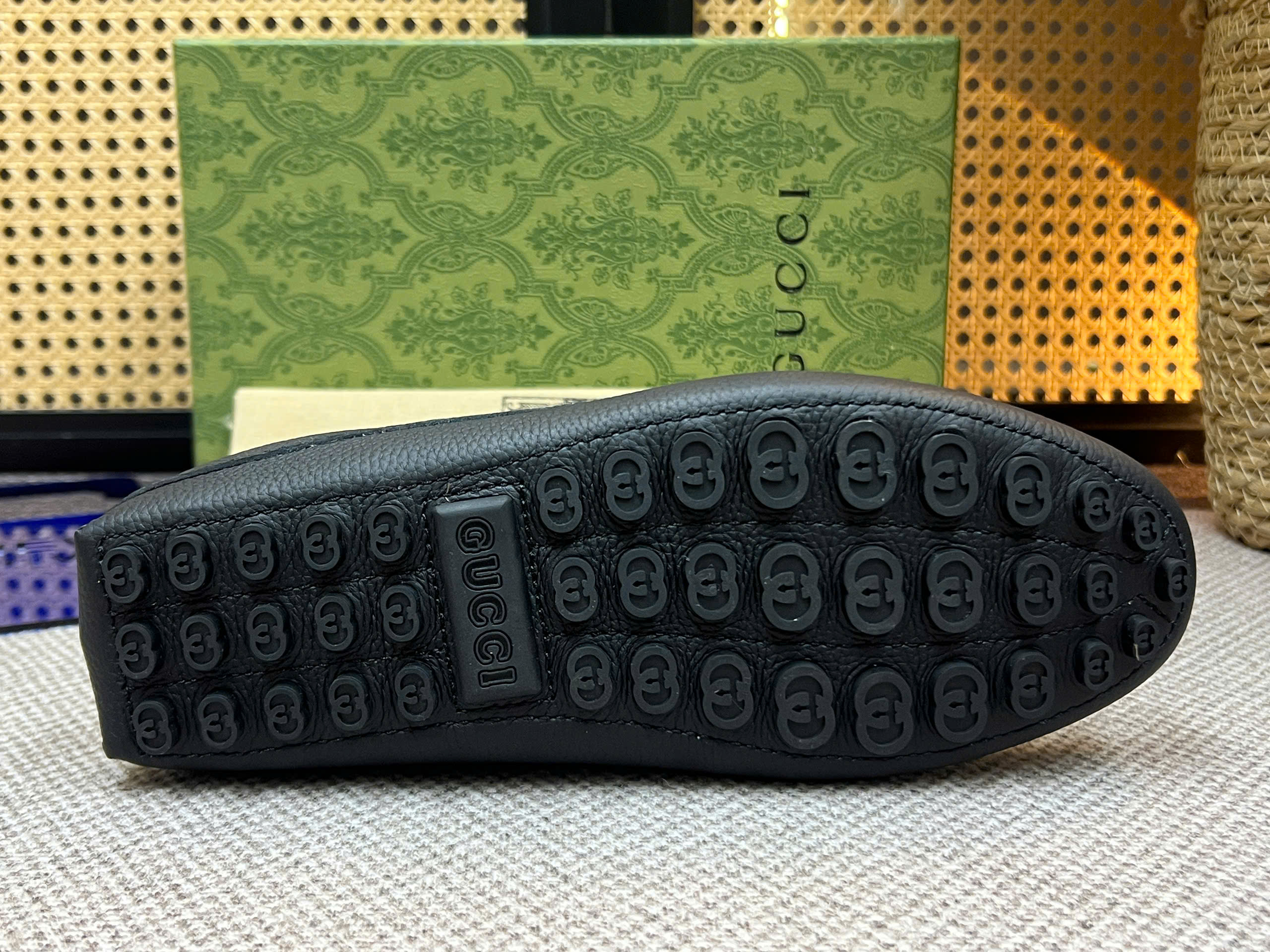 Giày sục Gucci GC Horsebit lưỡi xám logo full tag móc khóa bạc Like Auth 38-43 VTN
