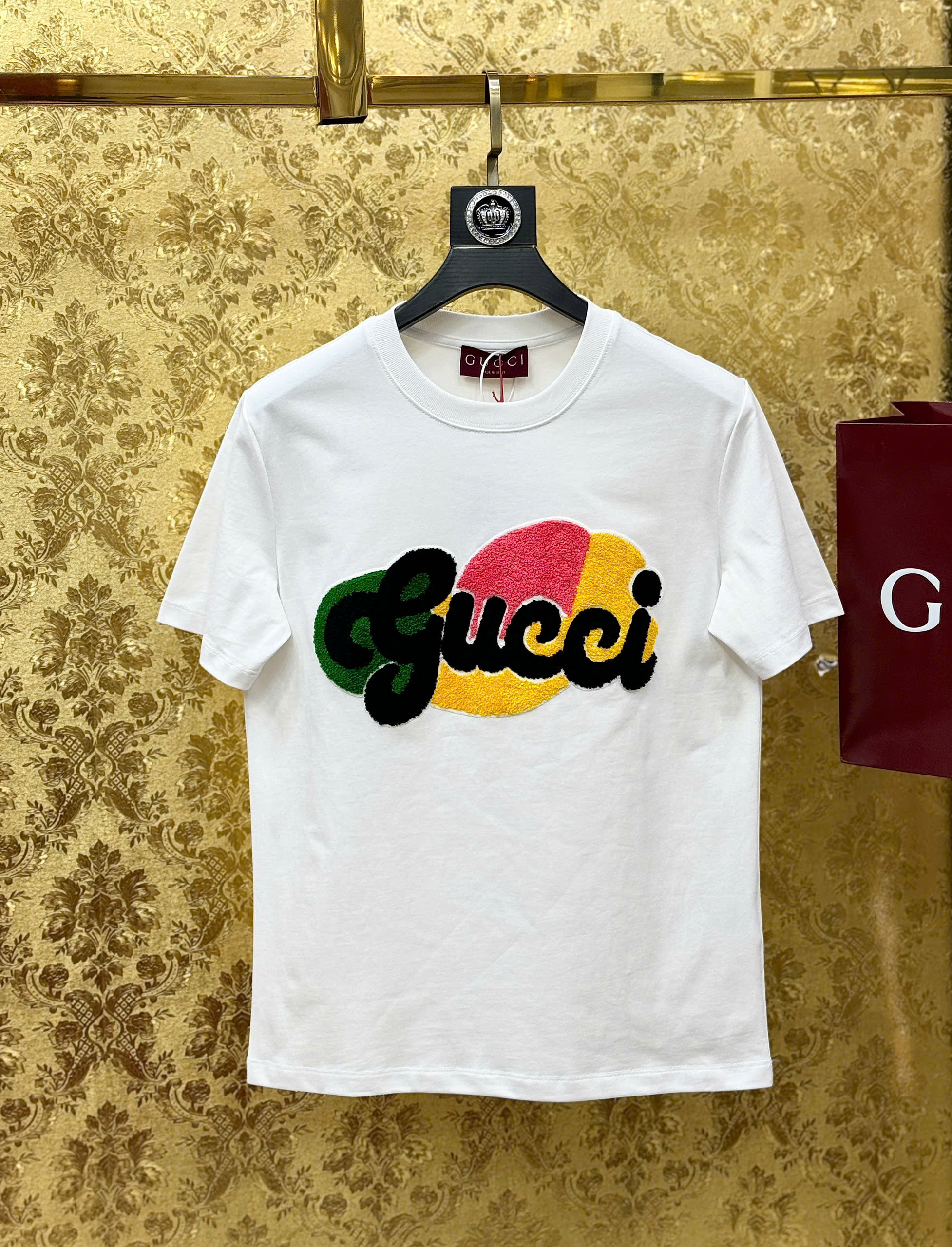 Áo phông T shirt Gucci GC logo thêu wash ngực nhiều màu Like Auth 44-50 CD
