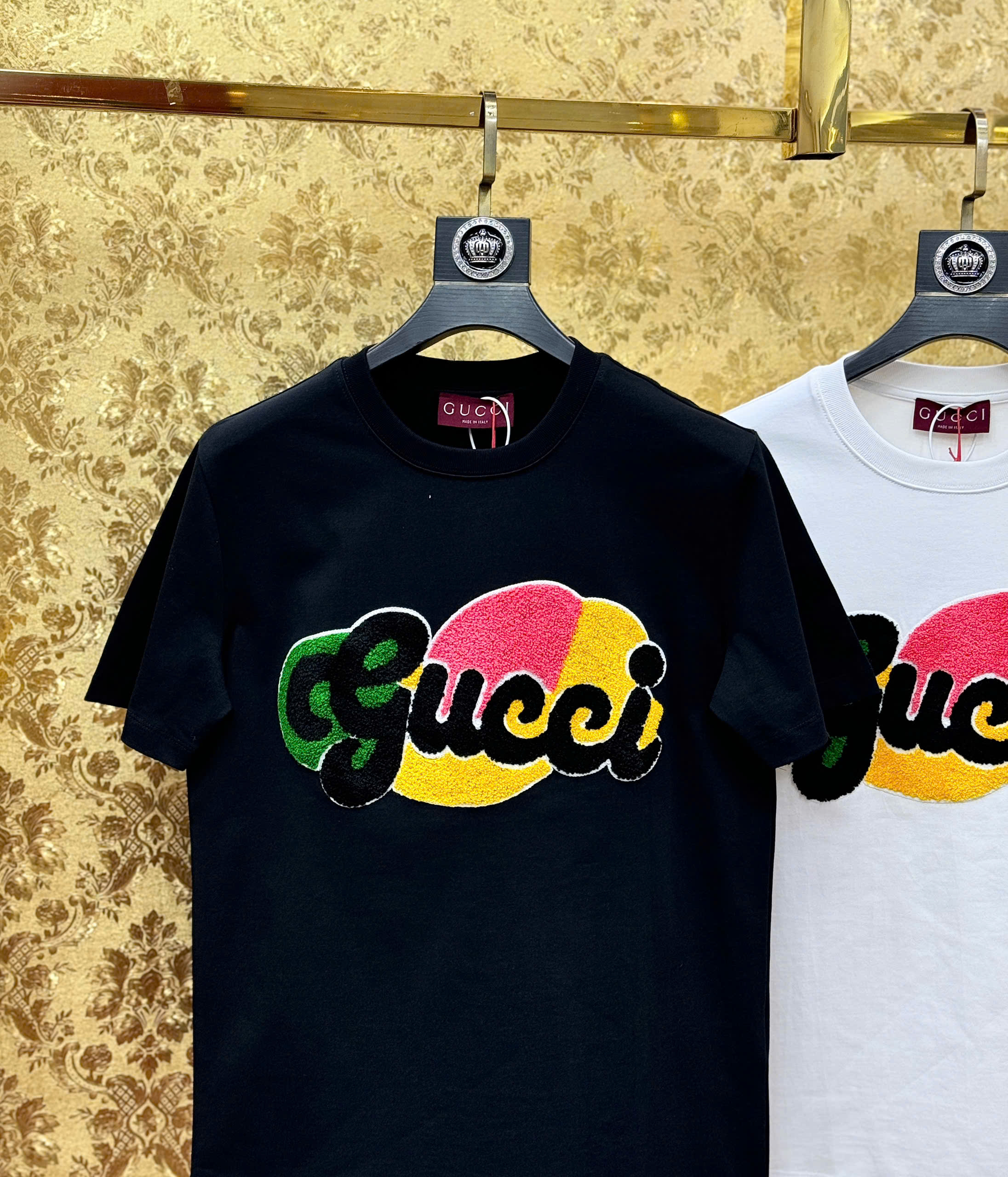 Áo phông T shirt Gucci GC logo thêu wash ngực nhiều màu Like Auth 44-50 CD